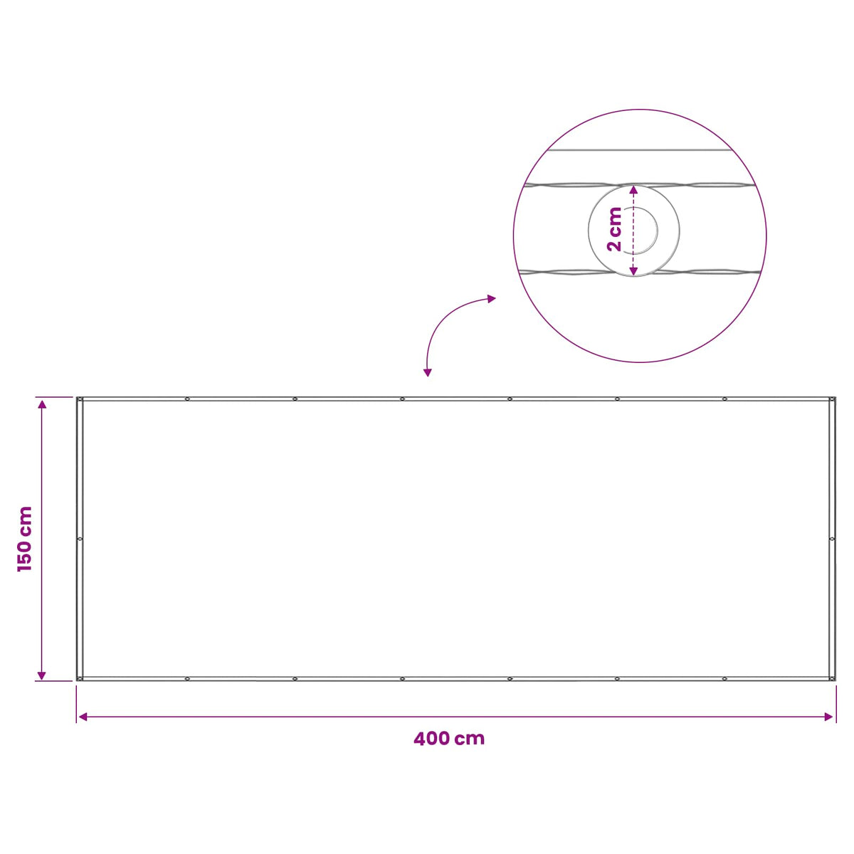 Zaslon za privatnost na balkonu 150 x 400 cm
