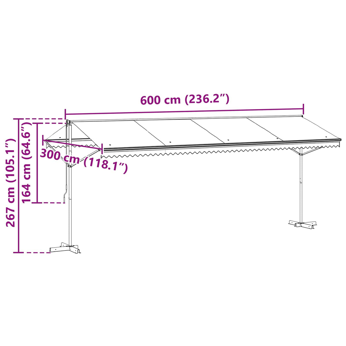 Samostojeća tend Antracit 6 x 3 m Poliester