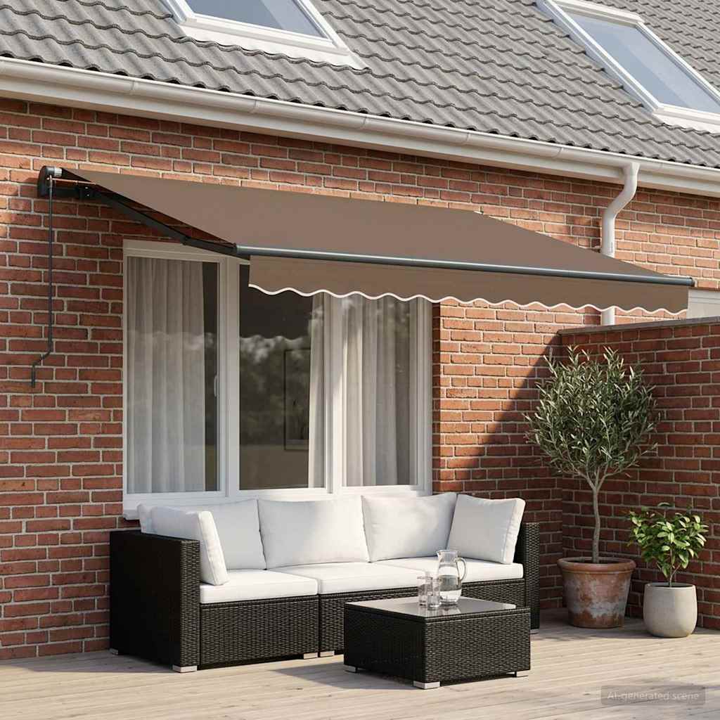 Povlačivi tende Sivosmeđa 350 x 250 cm Poliester i aluminij