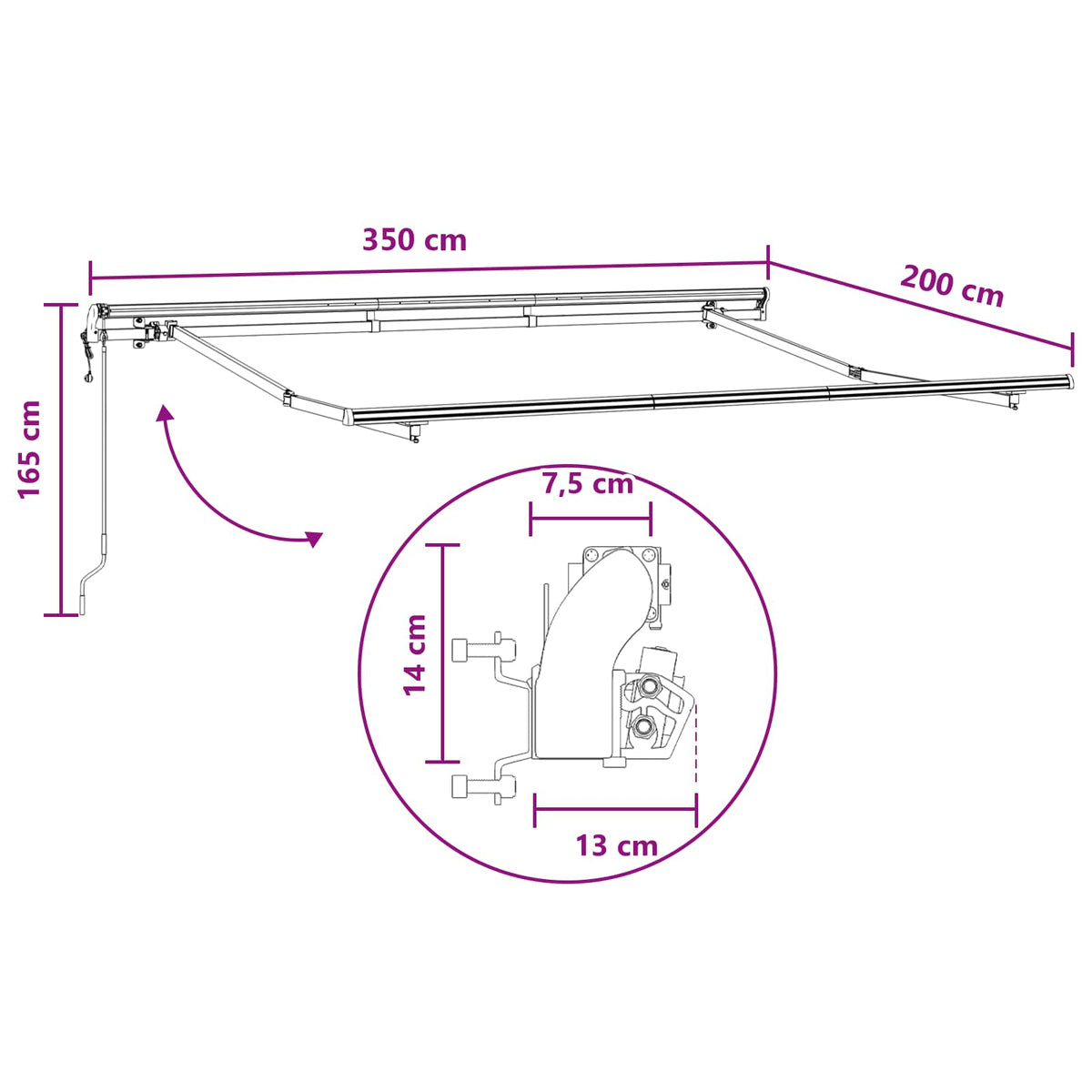 Skrovita tenda Sivosmeđa 3,5 x 2 m tkanina