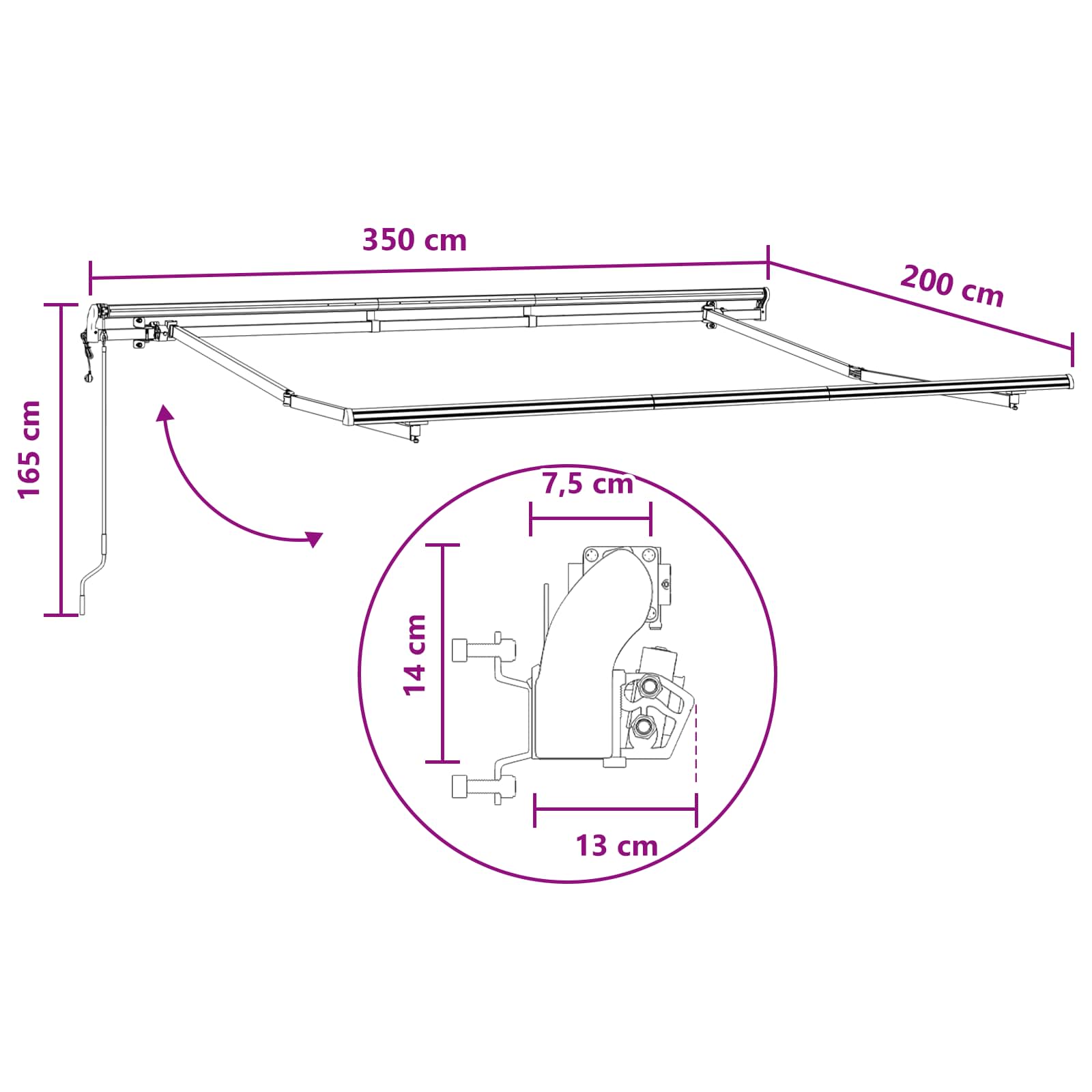 Skrovita tenda Sivosmeđa 3,5 x 2 m tkanina
