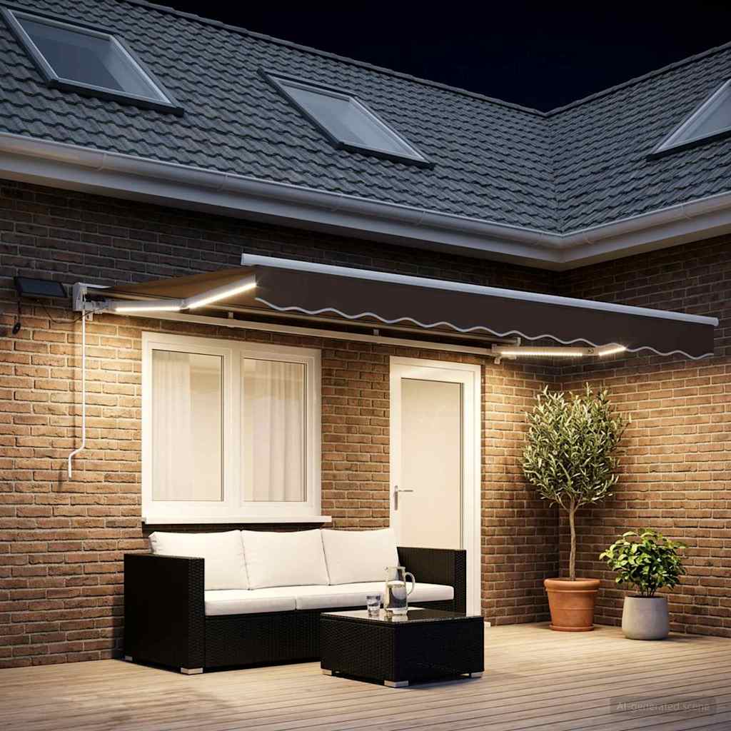 Ručni okvir tende s LED-ima Sivosmeđa 4,5 × 3,5 m