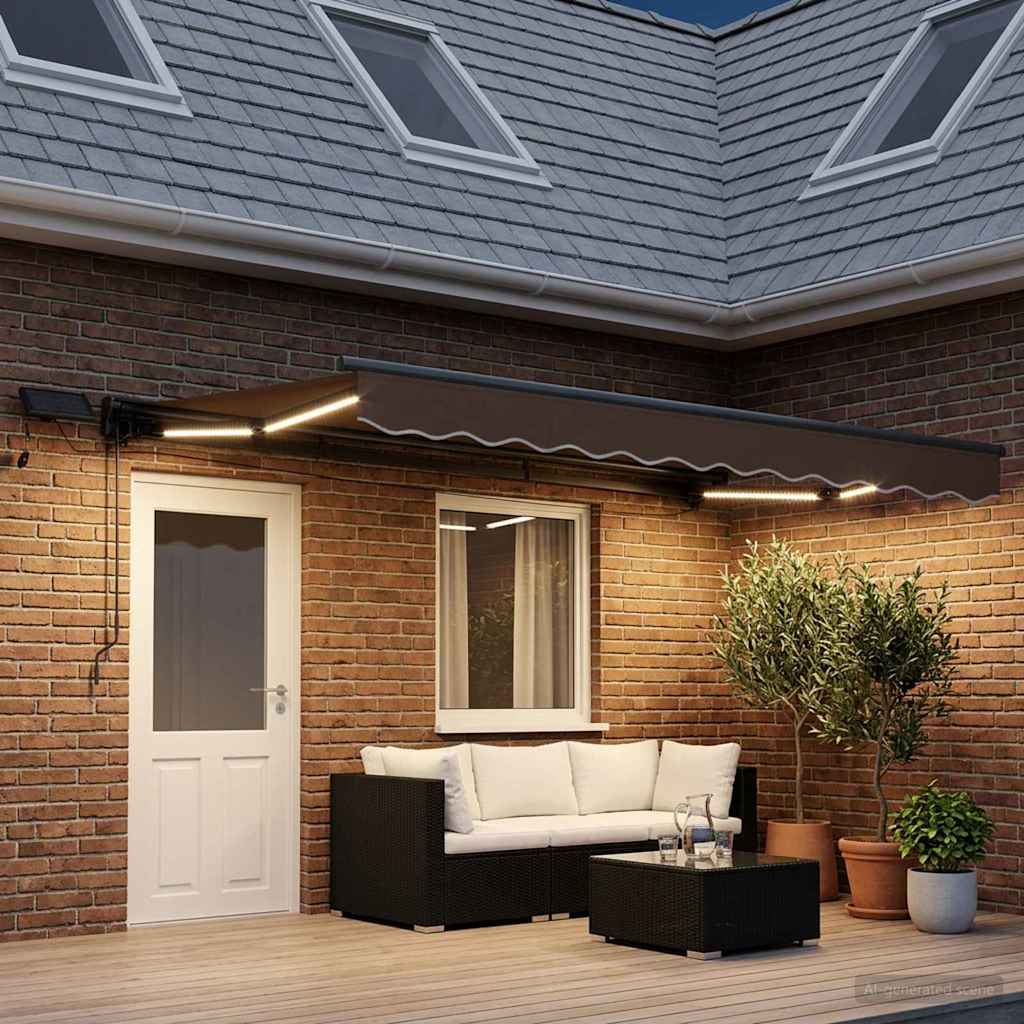 Ručni okvir tende s LED-ima Sivosmeđa 5 x 3 m