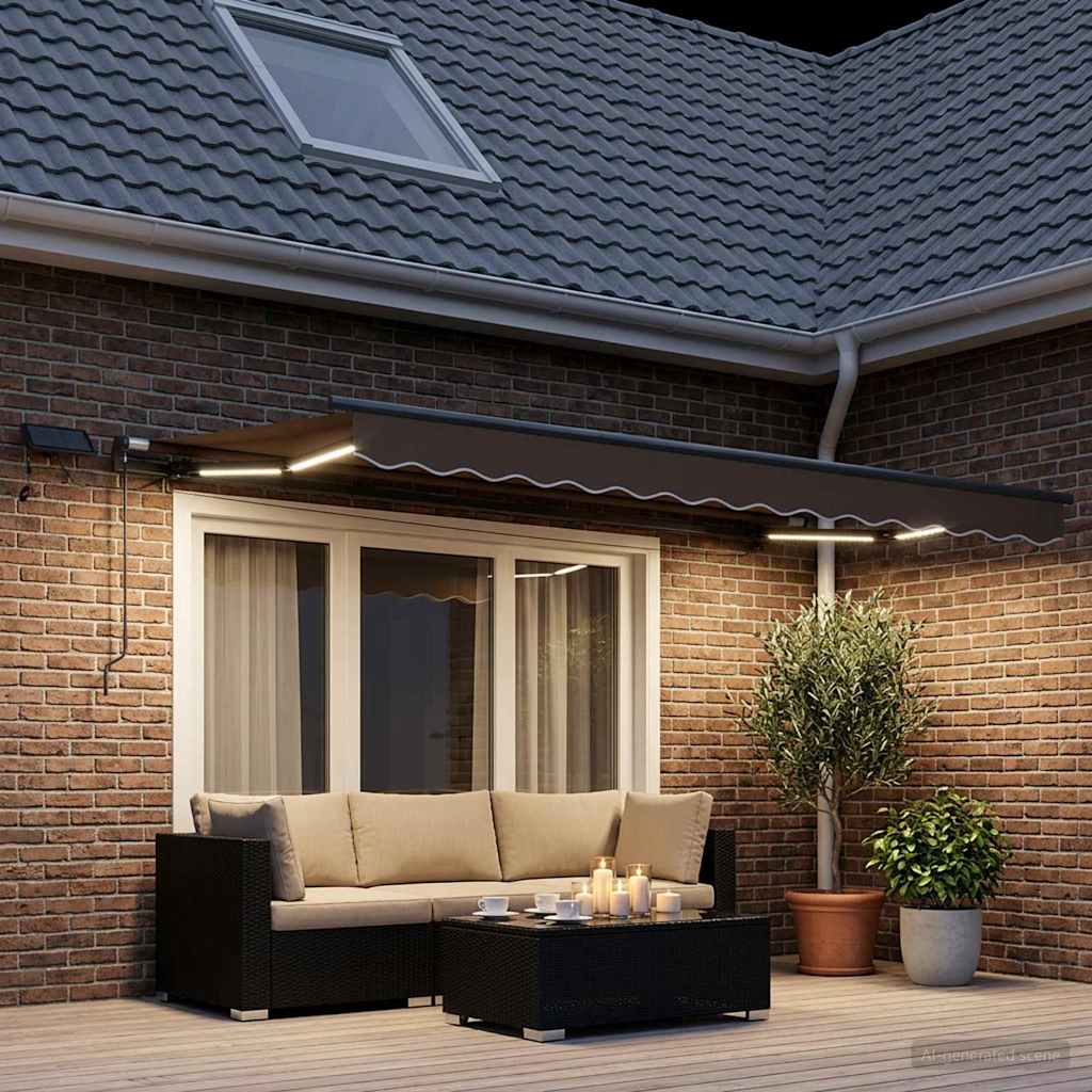 Povlačivi tende Sivosmeđa 300 x 250 cm Tkanina i Aluminij