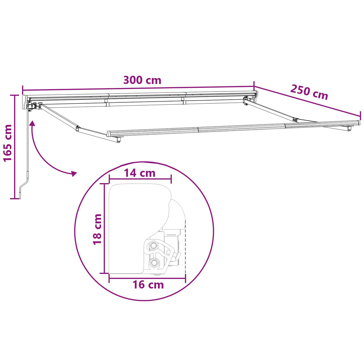 Ručno sklopiva tenda Sivosmeđa 3 x 2,5 m Poliester i aluminij