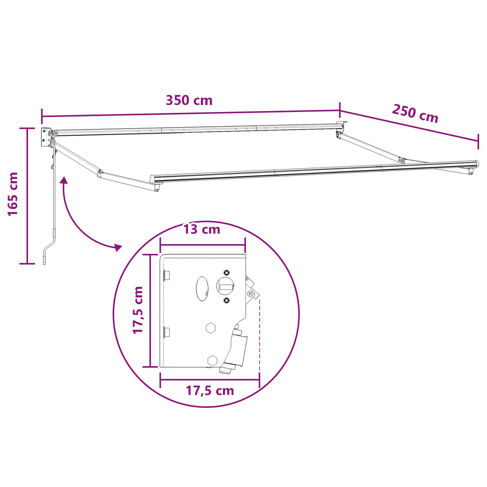 Nadstrešnica Pijesak 3,5 x 2,5 m Poliester i metal