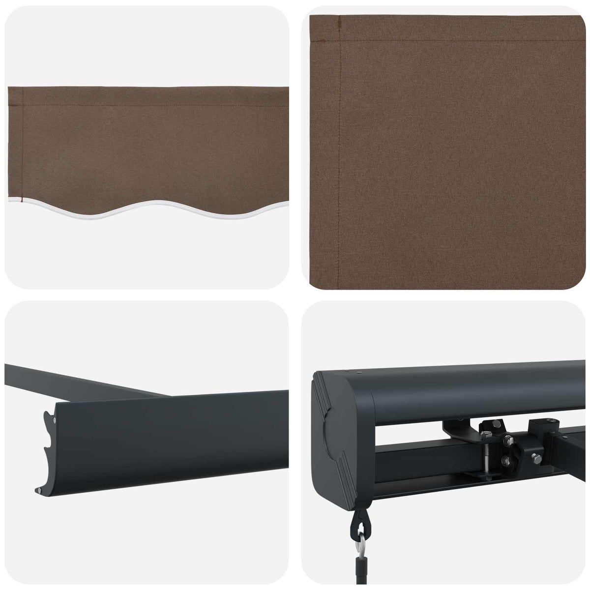 Povlačivi tende Sivosmeđa 350 x 250 cm Platno i Aluminij