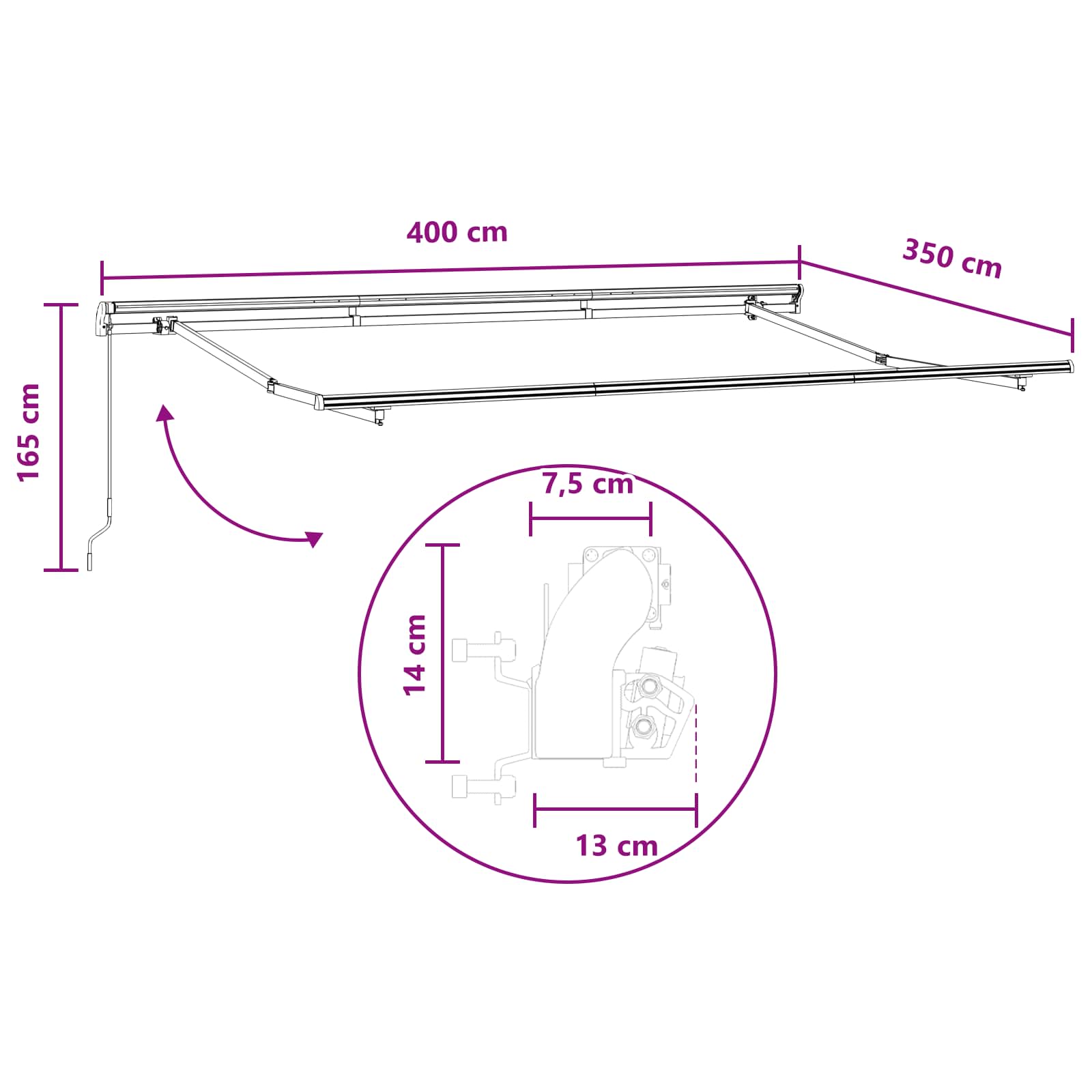 Povlačivi tende Sivosmeđa 400 × 350 cm Poliester i aluminij