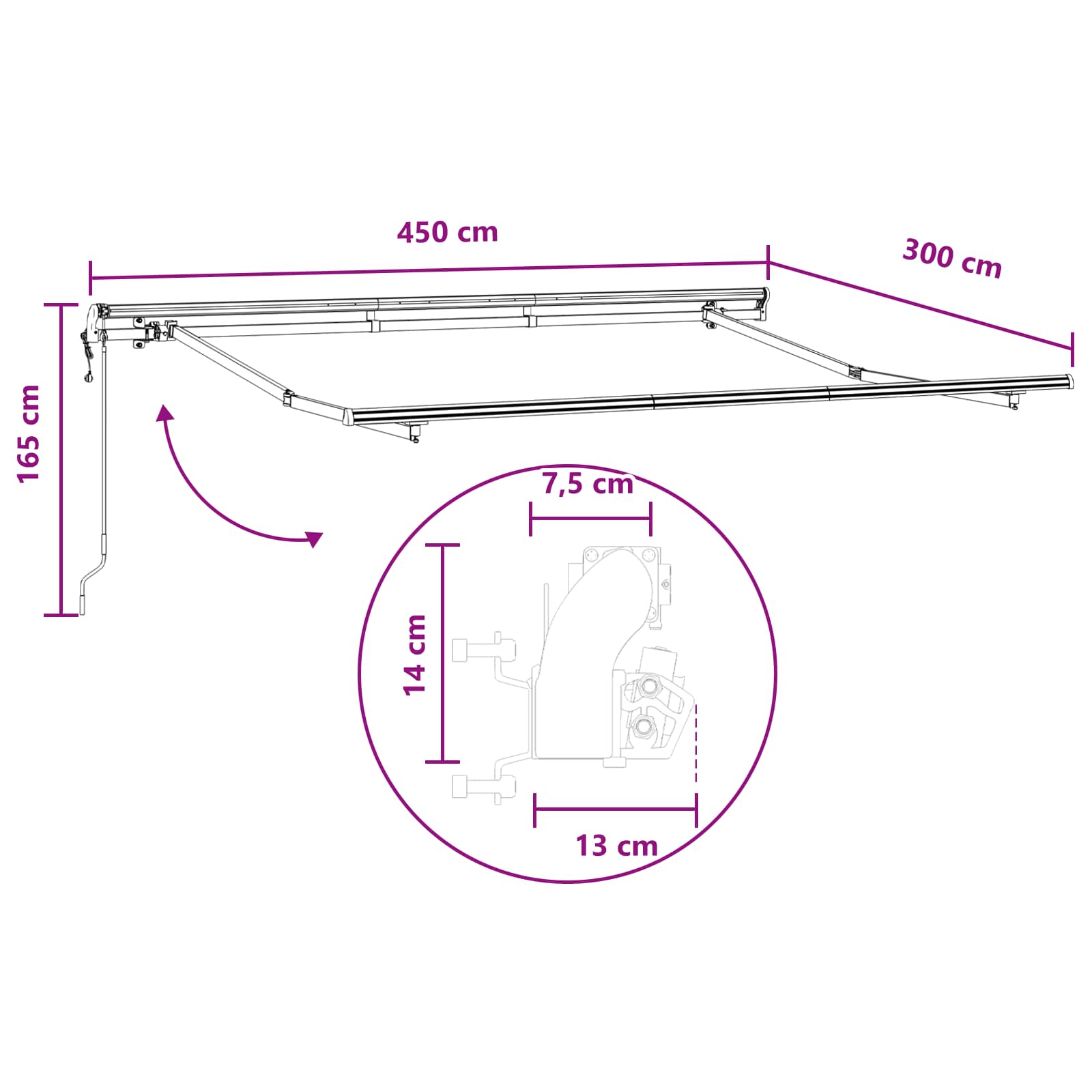 Povlačivi tende Pijesak 450 × 300 cm Tkanina i Aluminij