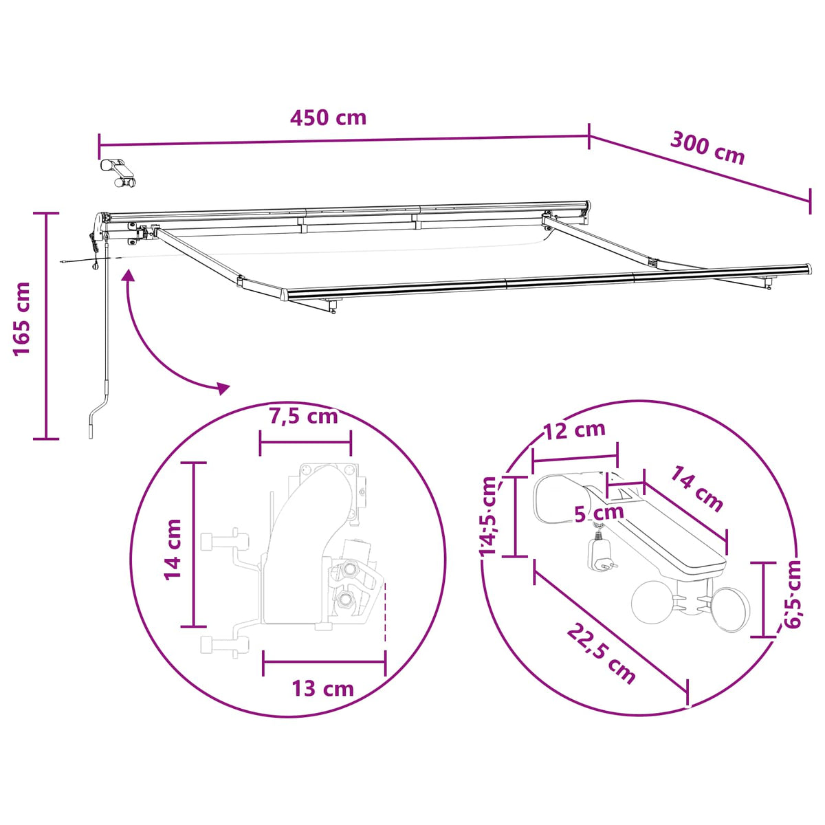 Tkanina za tende Svijetlo siva i bijela. 450 × 300 cm Poliester