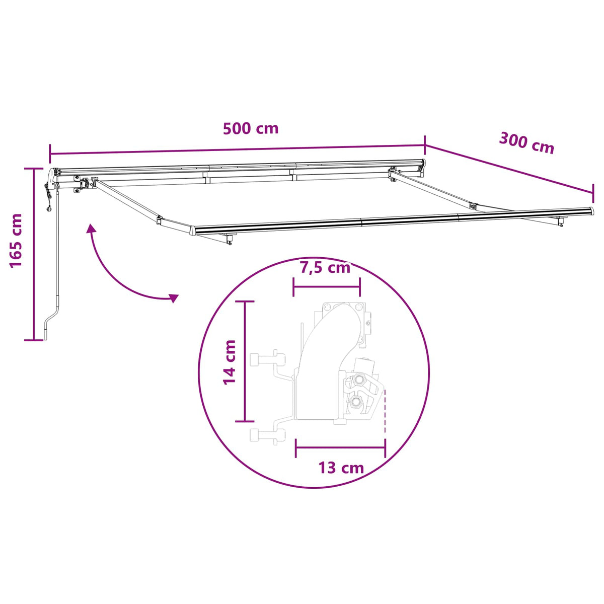 Povlačivi tende Pijesak 500 × 300 cm Tkanina i Aluminij