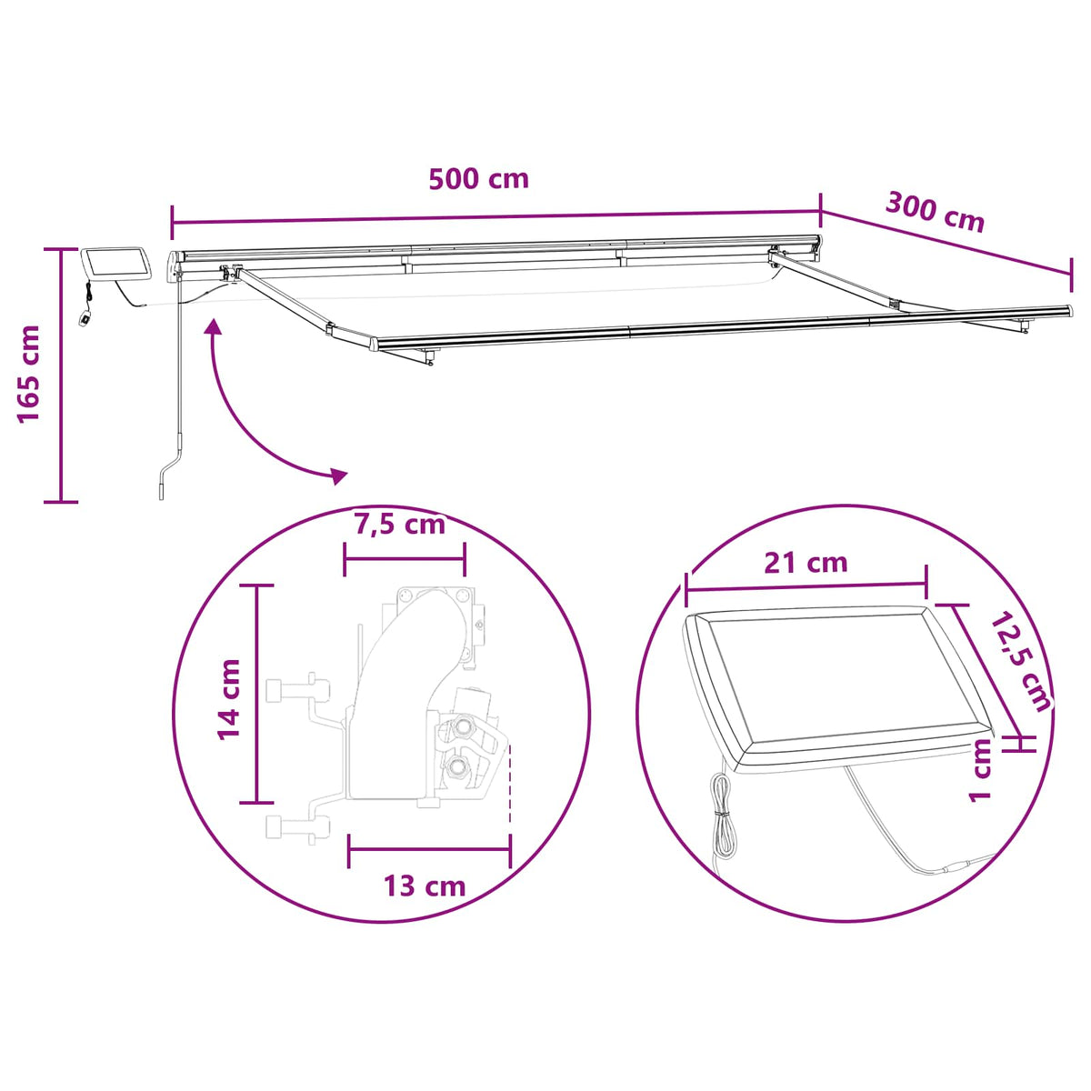 Povlačivi tende Pijesak 500 × 300 cm Tkanina i Aluminij