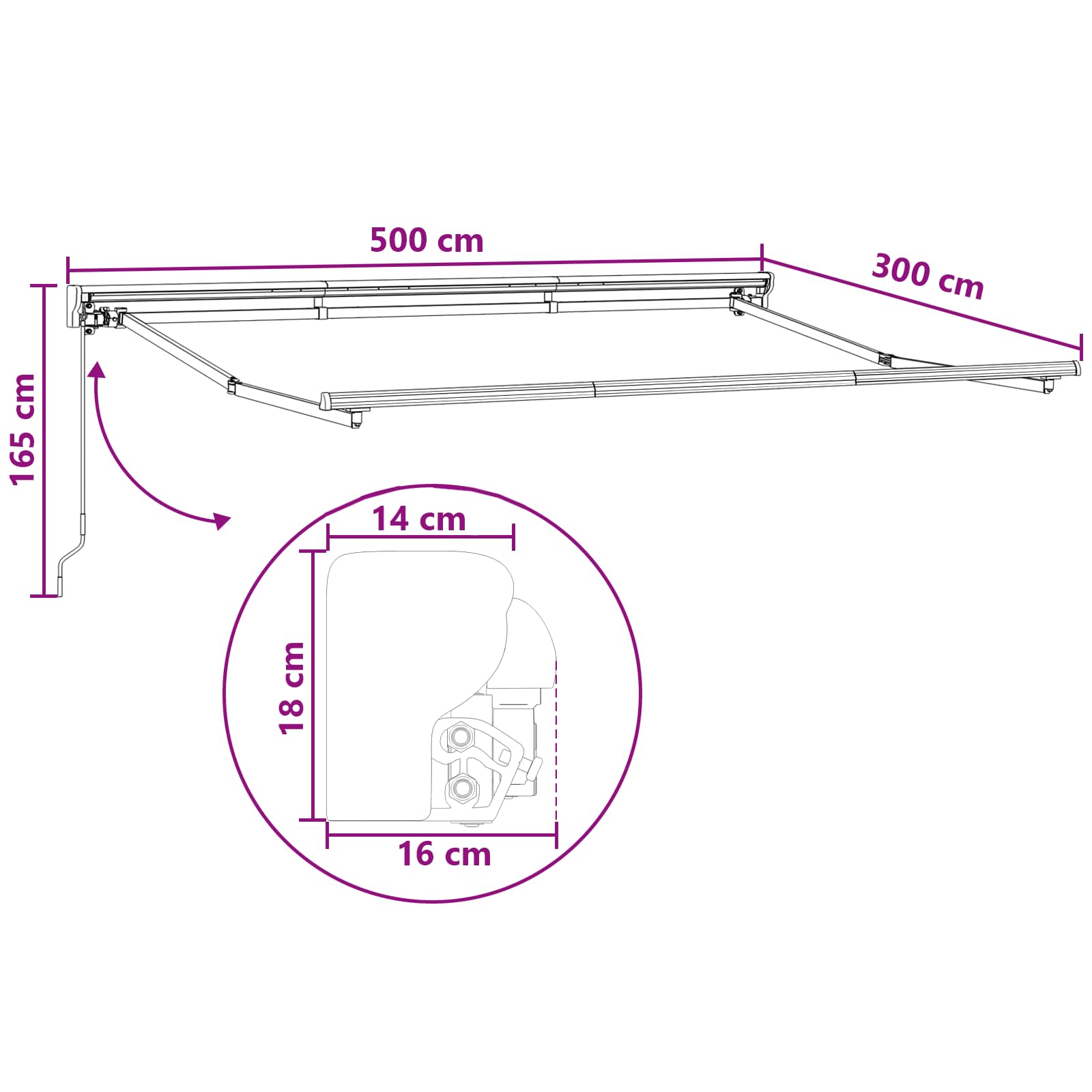 Povlačivi tende Sivosmeđa 5 x 3 m Poliester i aluminij