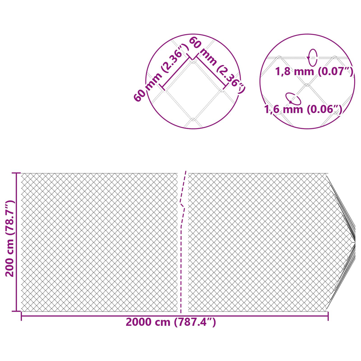 Ograda od lančane veze Cinkano 2 x 20 m Stakl