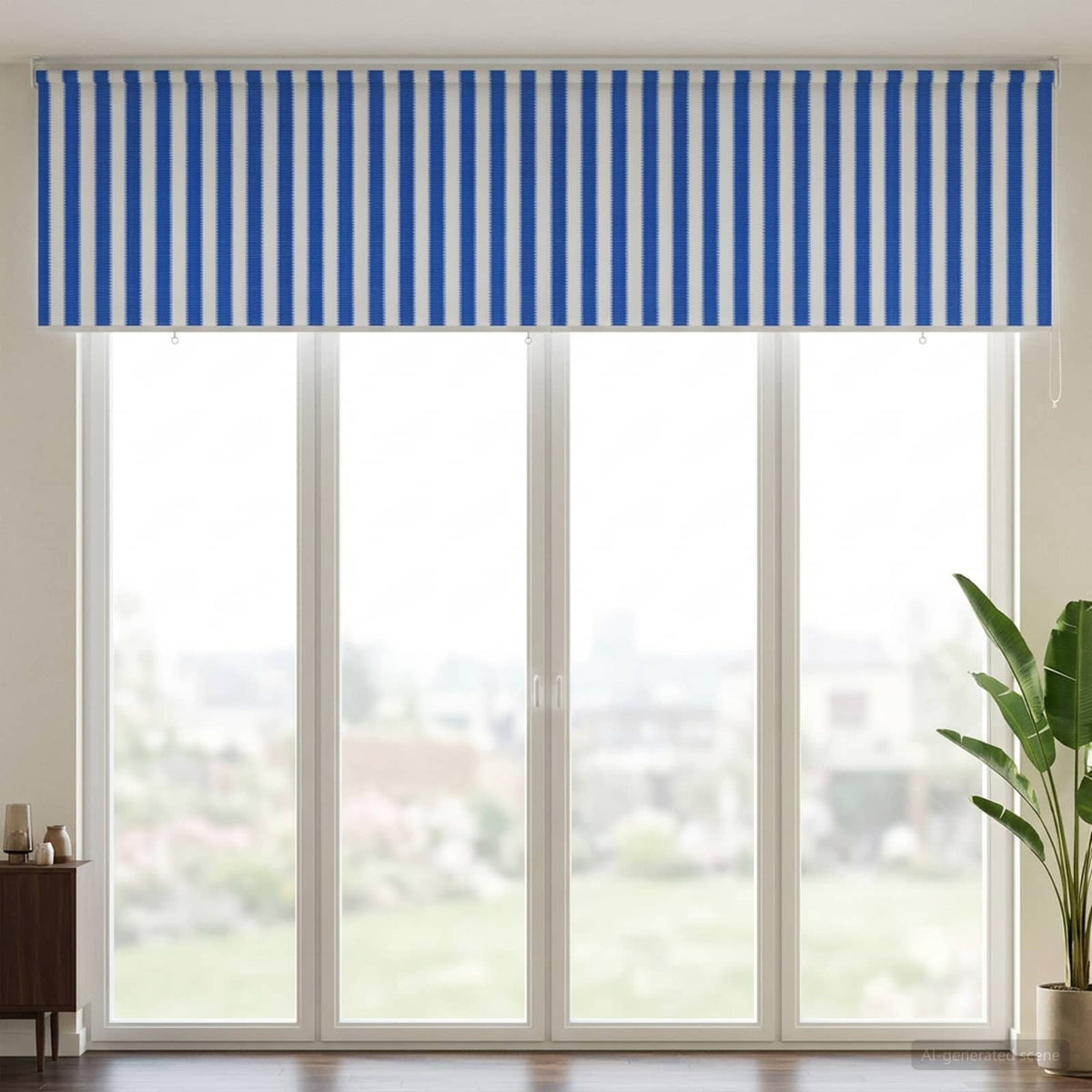 Vanjska roleta 90% blokada UV zraka Plava i bijela pruga 400 x 140 cm