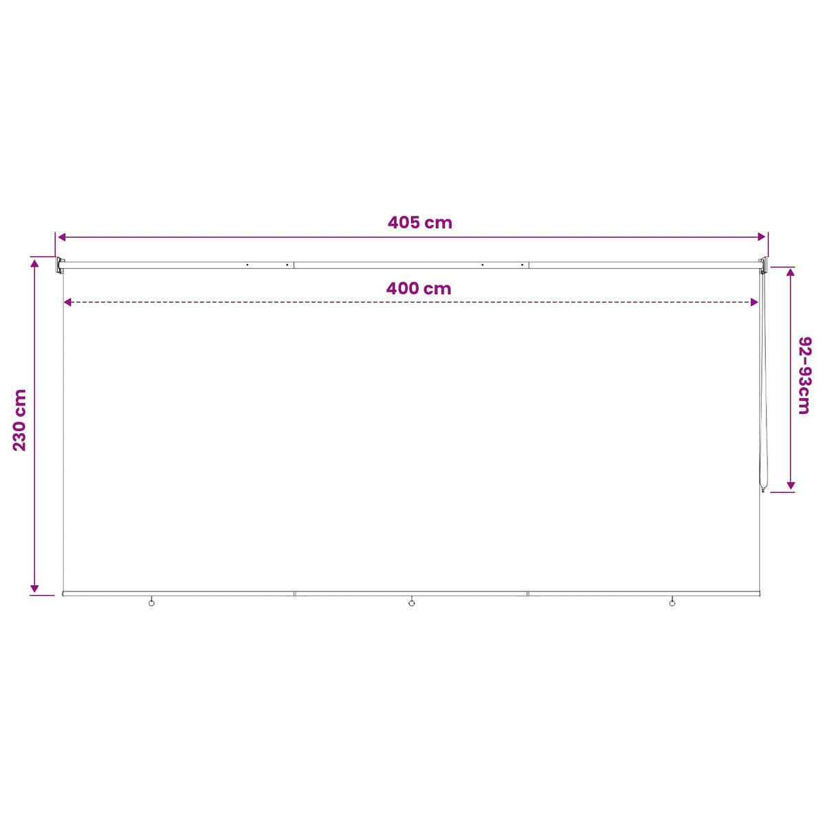 Vanjska roleta 90% blokada UV zraka Tamnozelena 400 x 230 cm