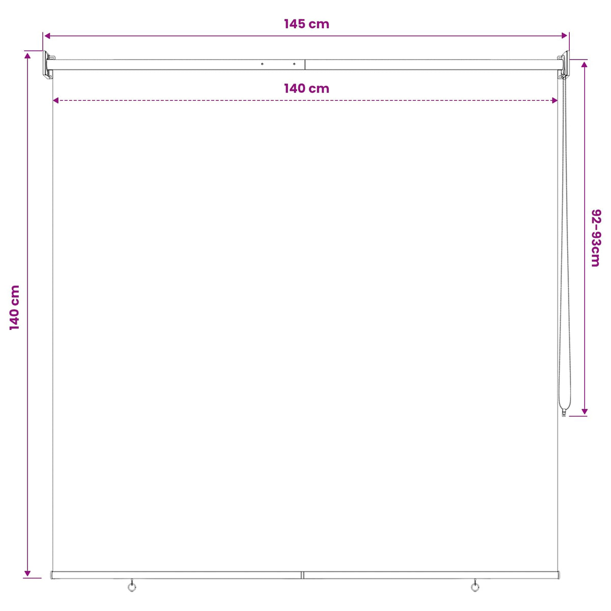 Vanjska roleta 90% blokada UV zraka Crna 140 x 140 cm HDPE