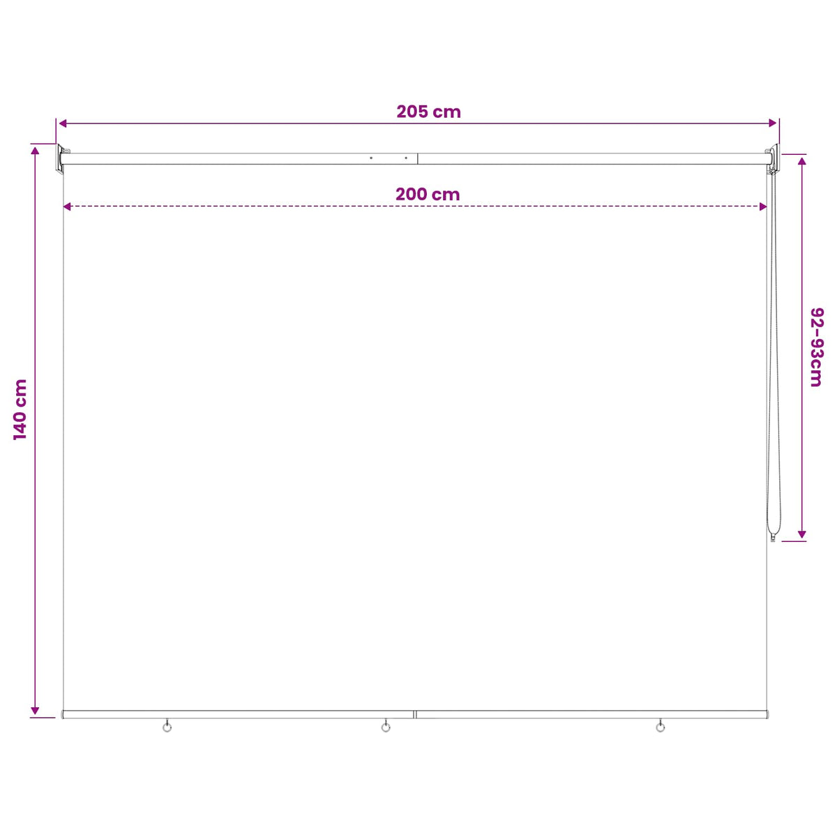 Vanjska roleta 90% blokada UV zraka Crna 200 x 140 cm HDPE