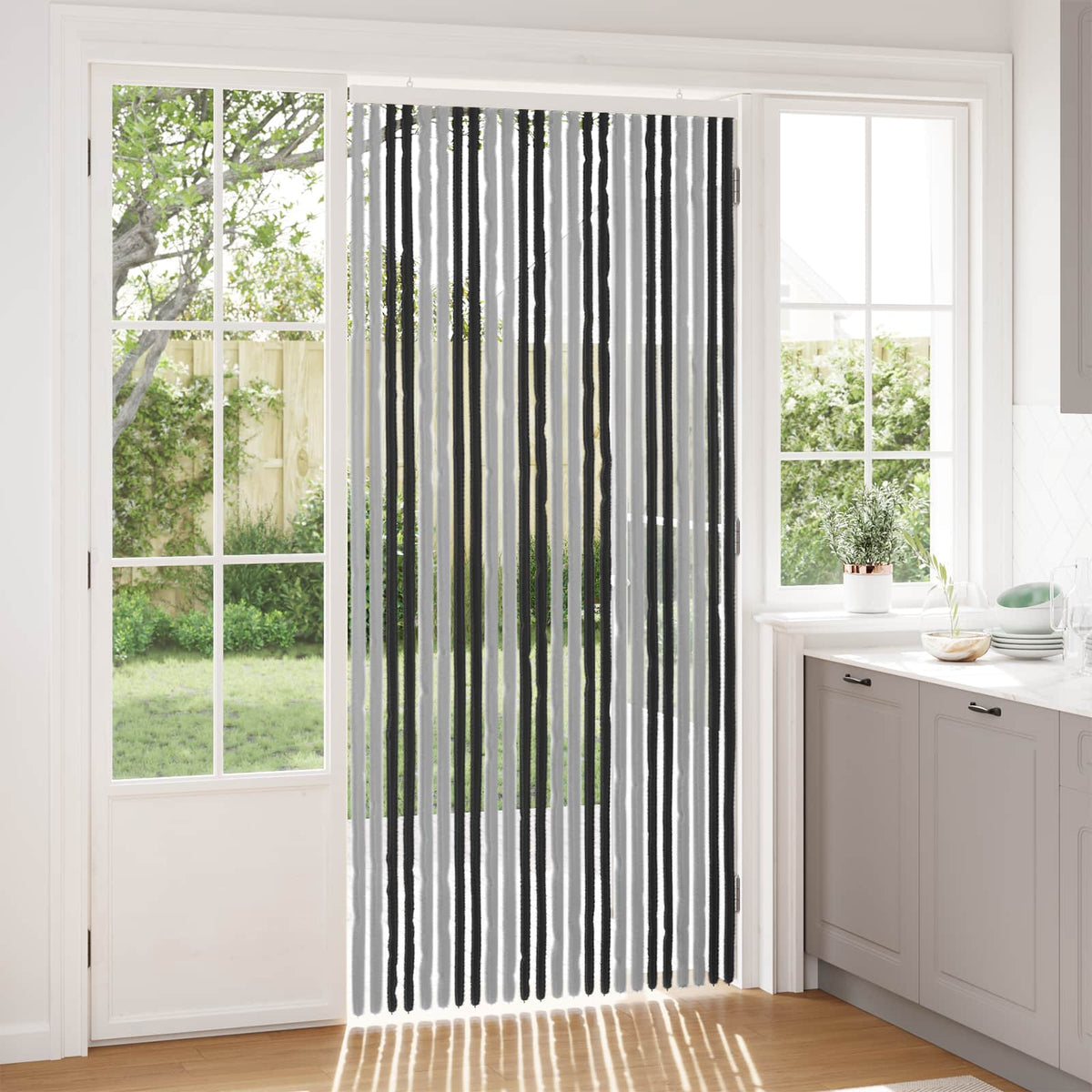 Zavjesa protiv insekata Chenille Siva i crna 100 x 220 cm