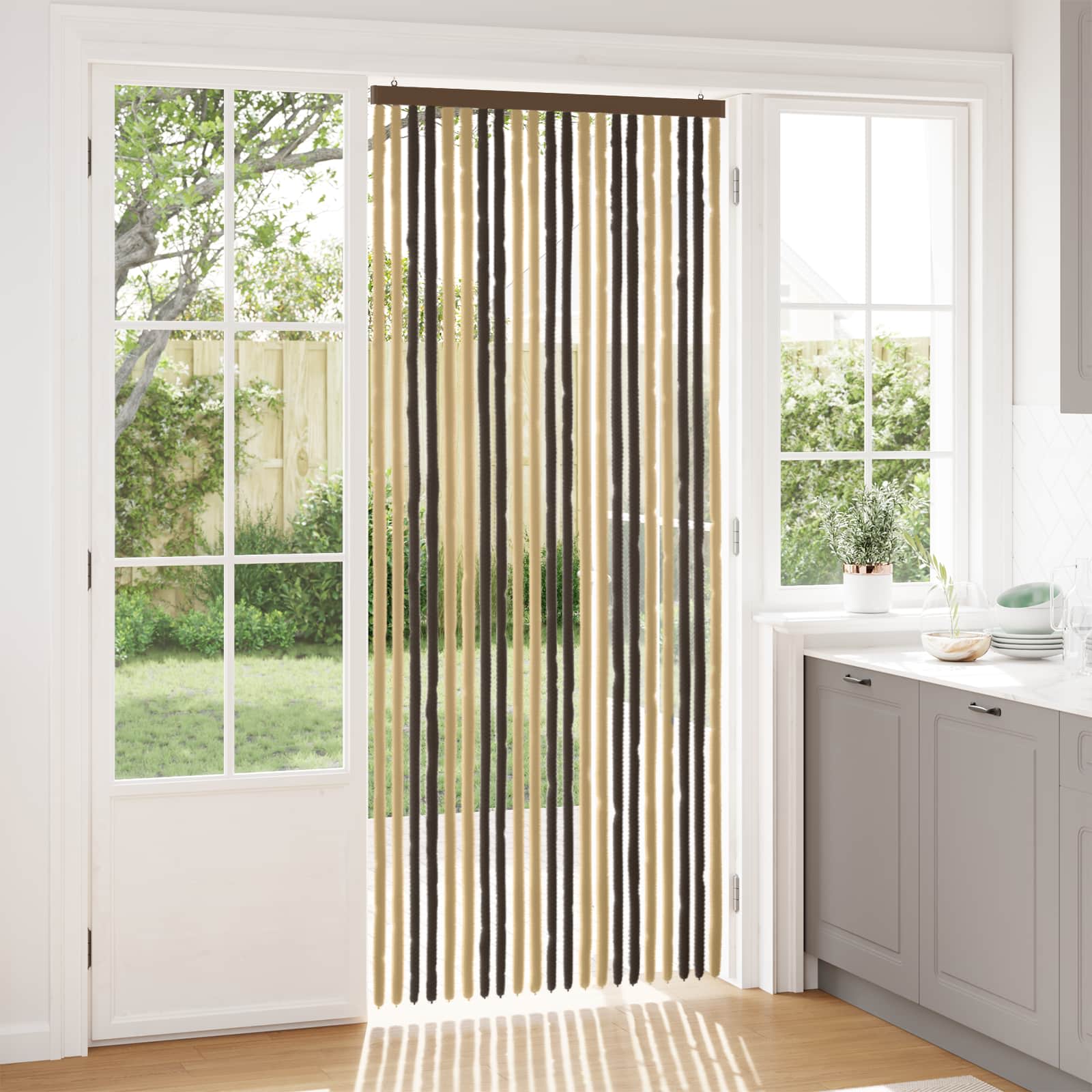 Zavjesa protiv insekata Chenille Tamno smeđa i bež 90 x 220 cm