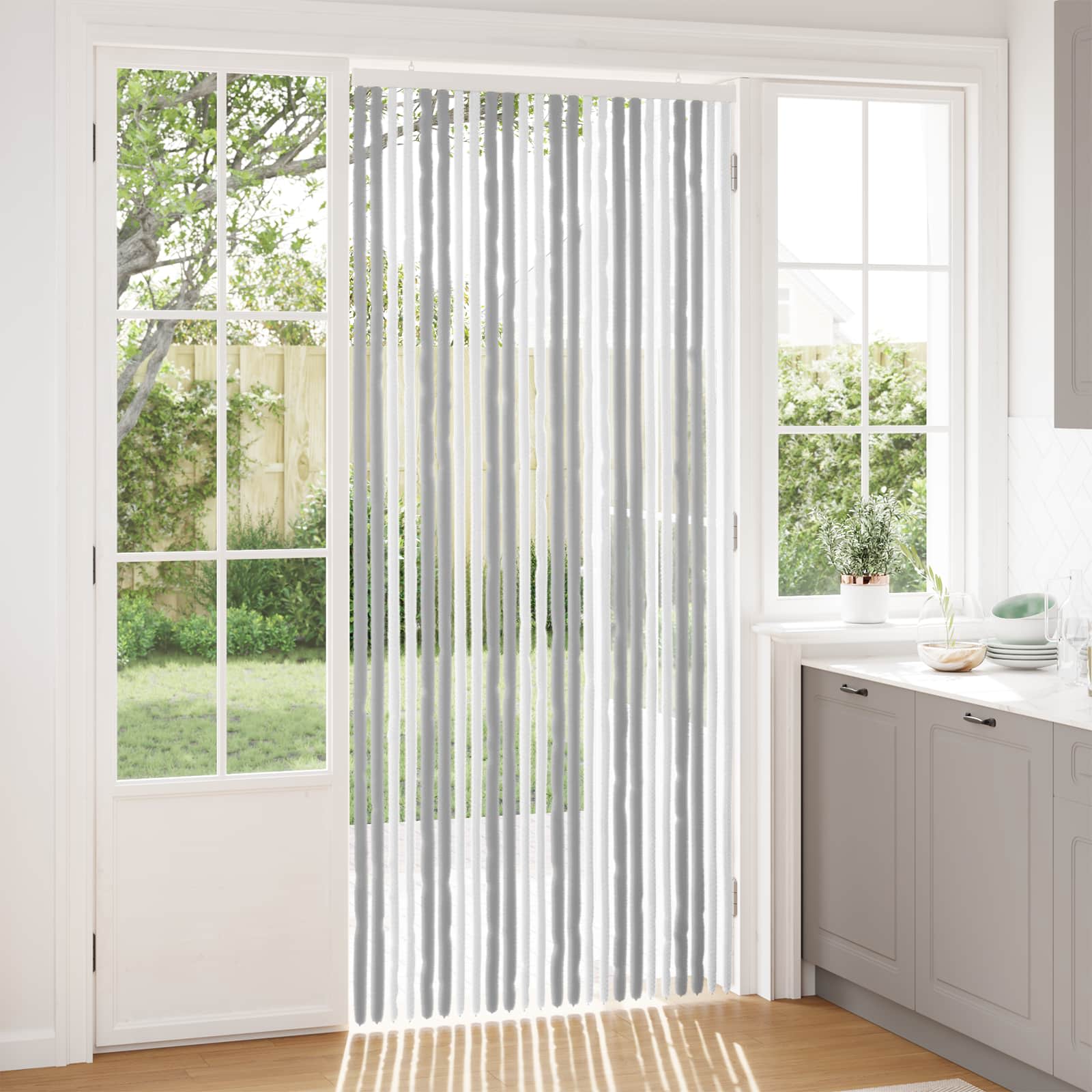 Zavjesa protiv insekata Chenille Siva i bijela 100 x 230 cm