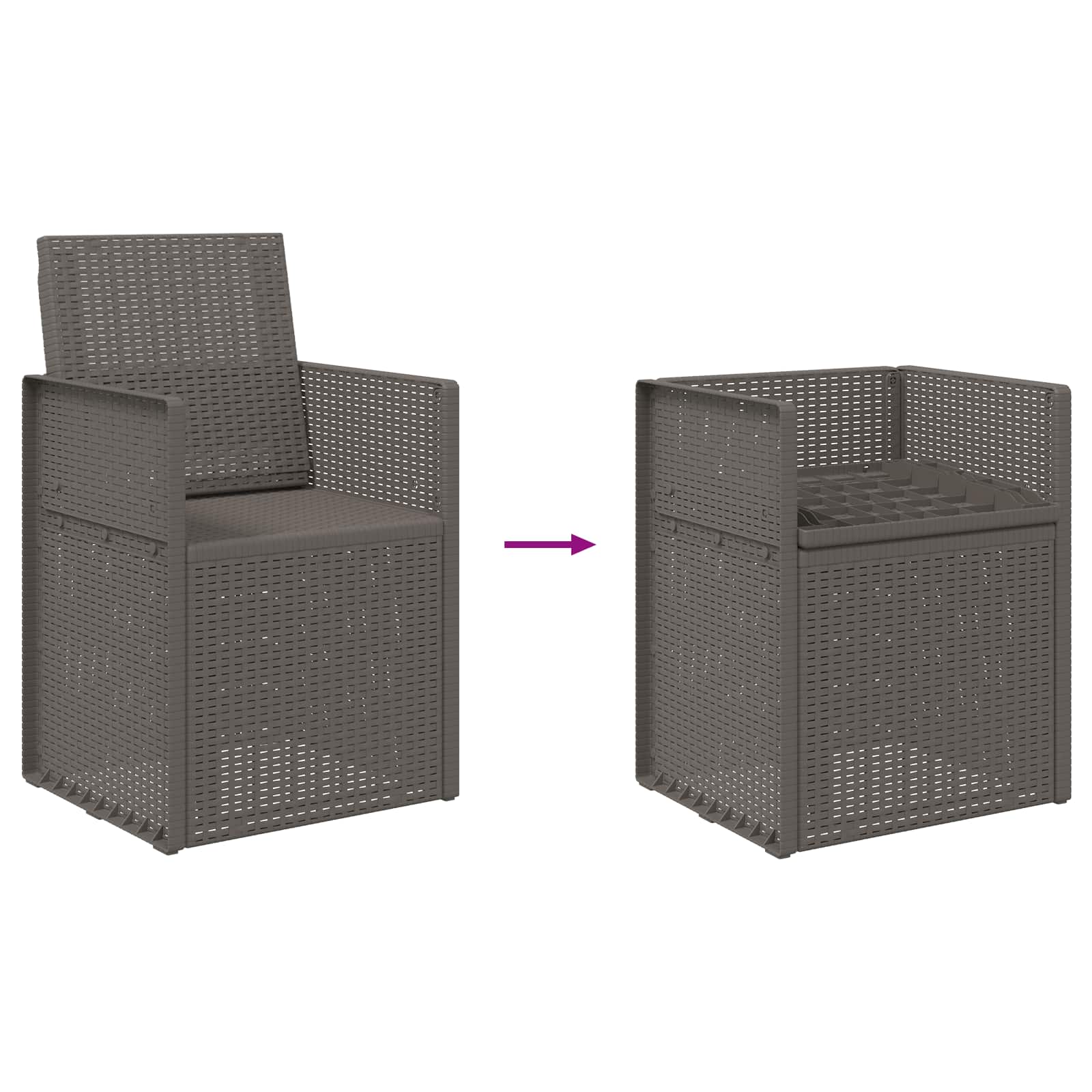 Vrtne stolice za blagovanje 2 pcs Svjetlosiva PP