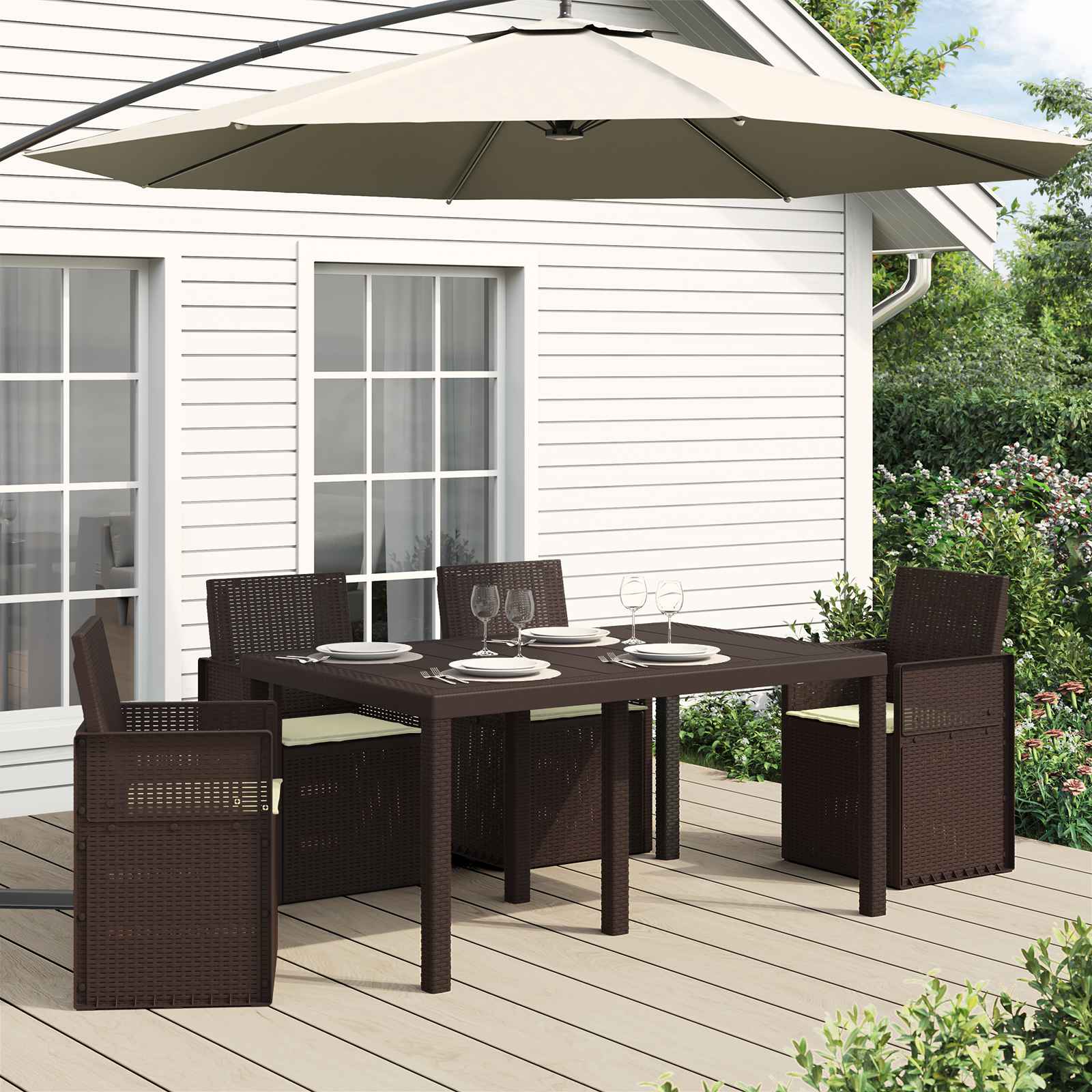 Jastučići za sjedenje 4 pcs Krem 47 x 36 x 2 cm Poliester