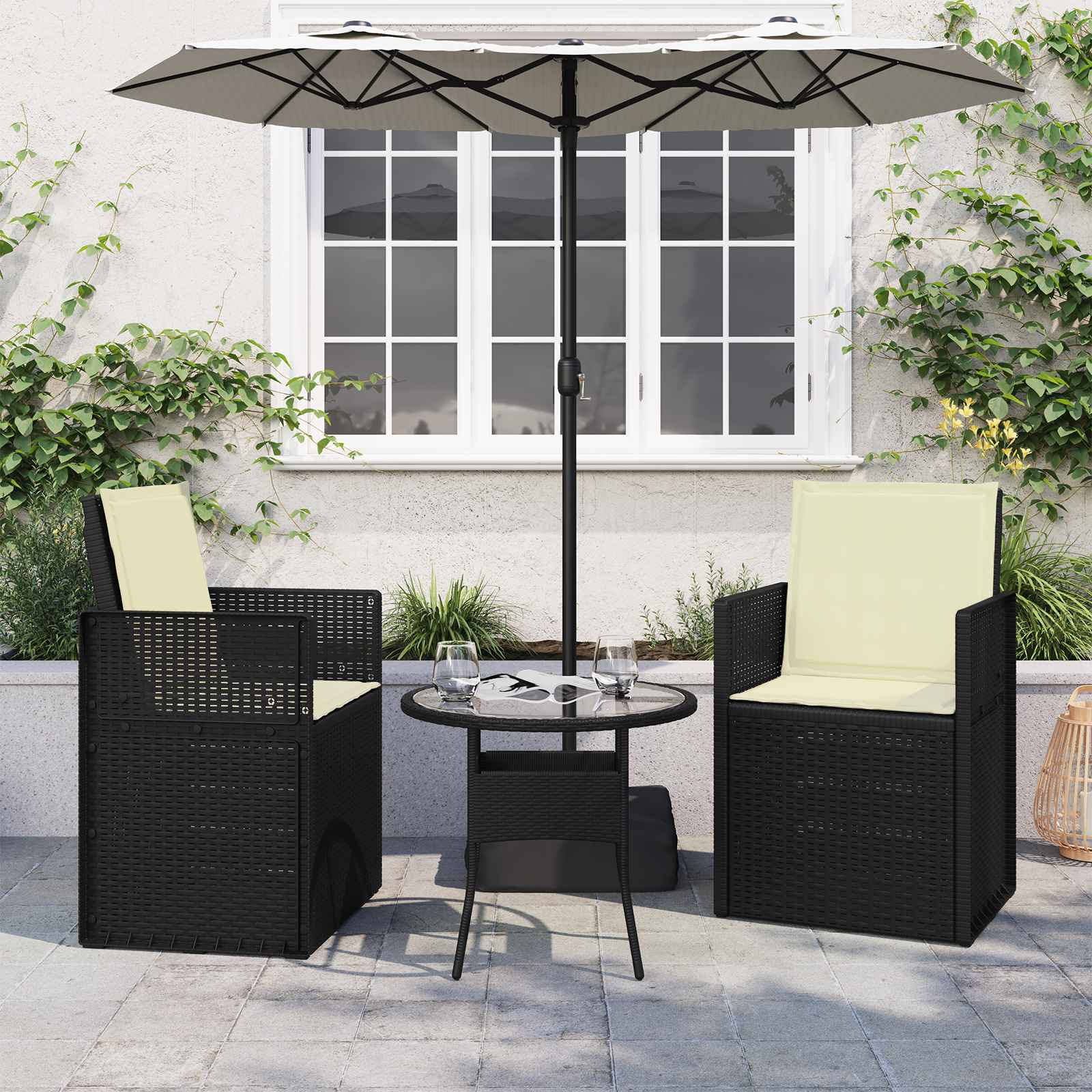 Jastučići za sjedenje i leđa 2 pcs Krem 47 x 45 x 2 cm