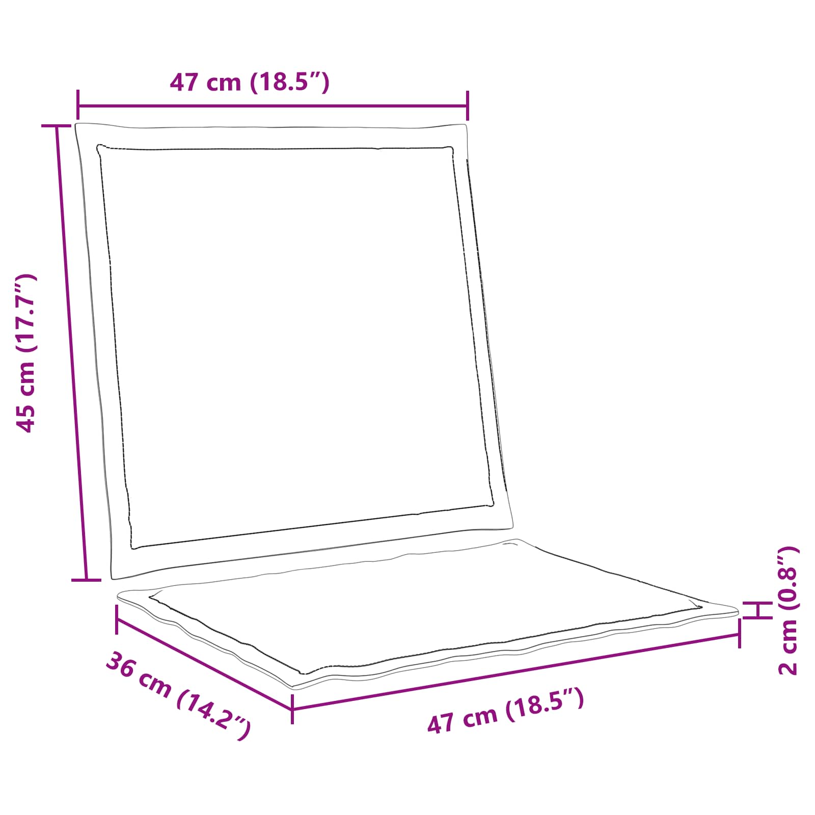 Jastučići za sjedenje i leđa 2 pcs Krem 47 x 45 x 2 cm
