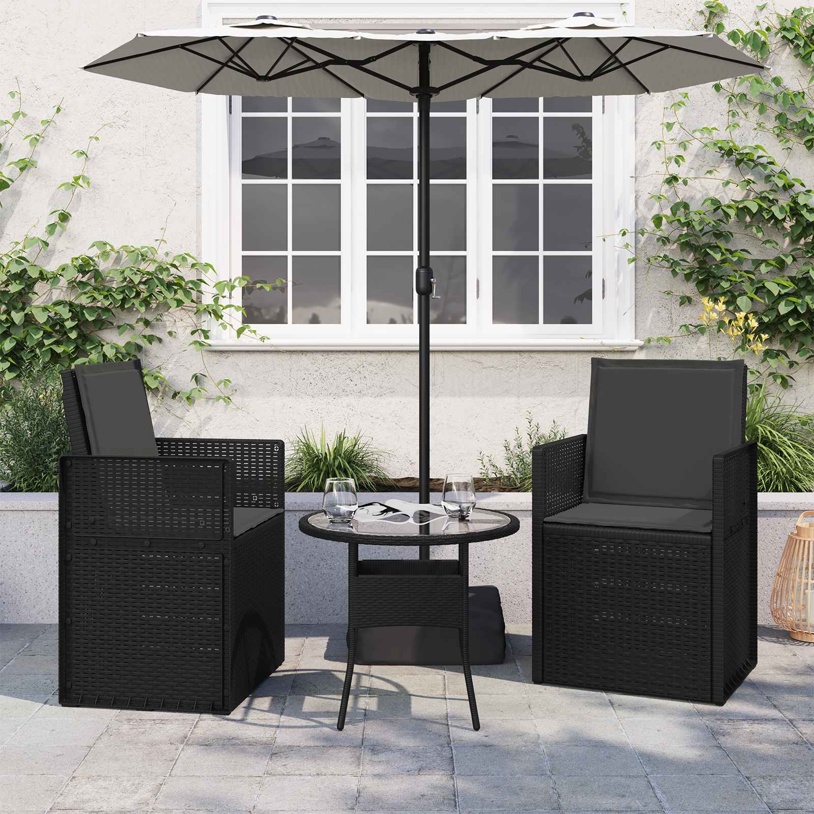 Jastučići za sjedenje i leđa 2 pcs Antracit 47 x 45 x 2 cm