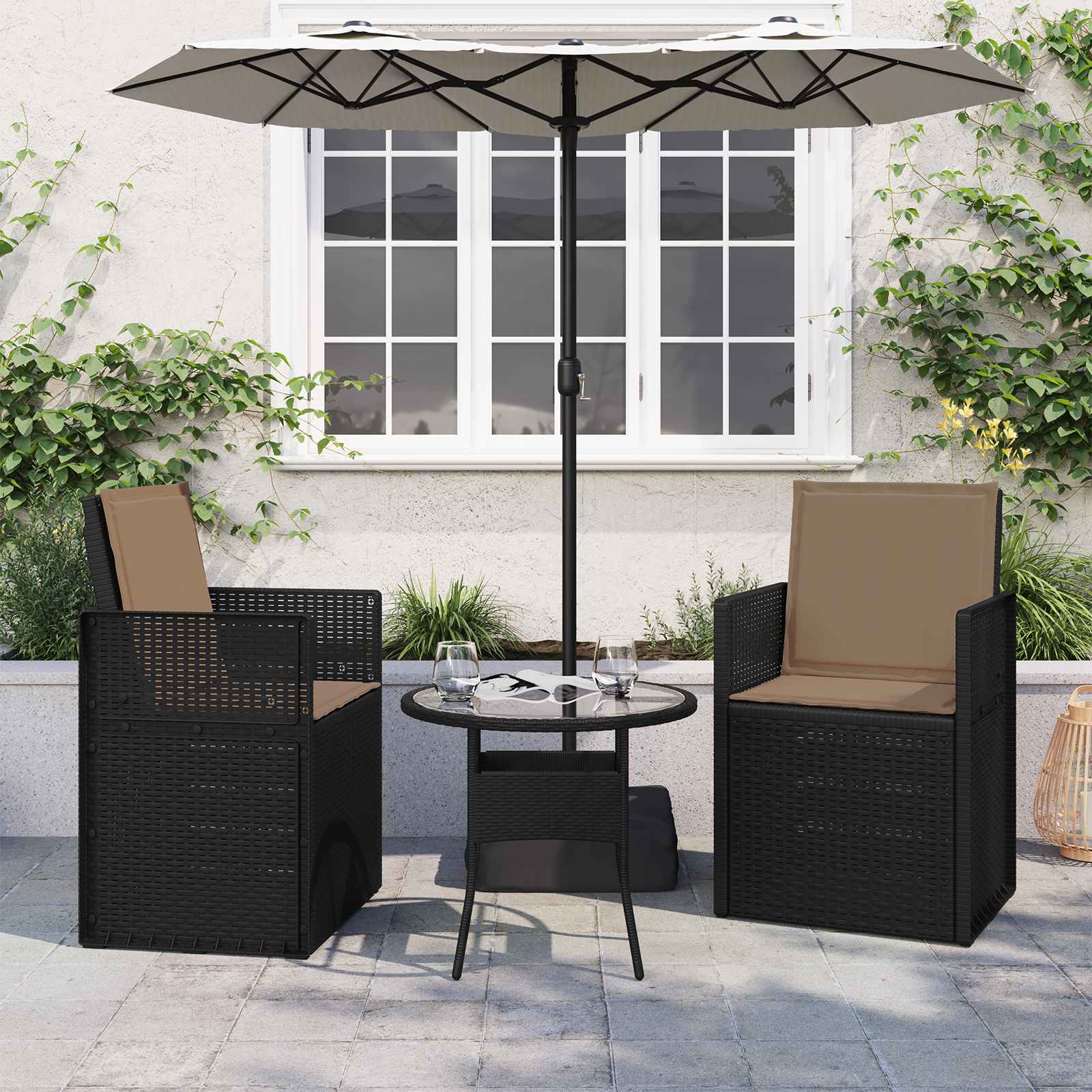 Jastučići za sjedenje i leđa 2 pcs Sivosmeđa 47 x 45 x 2 cm