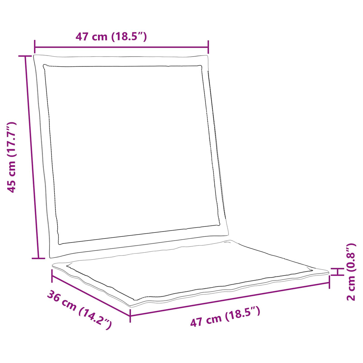 Jastučići za sjedenje i leđa 2 pcs Sivosmeđa 47 x 45 x 2 cm