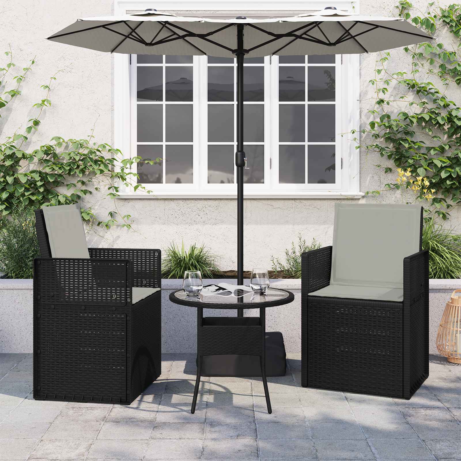 Jastučići za sjedenje i leđa 2 pcs Svjetlosiva 47 x 45 x 2 cm