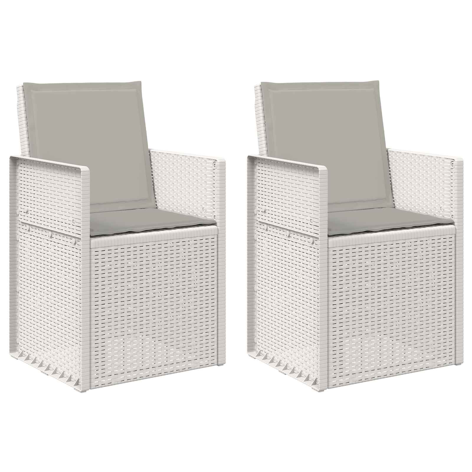 Vrtne stolice za blagovanje 2 pcs Bijela i svjetlosiva PP