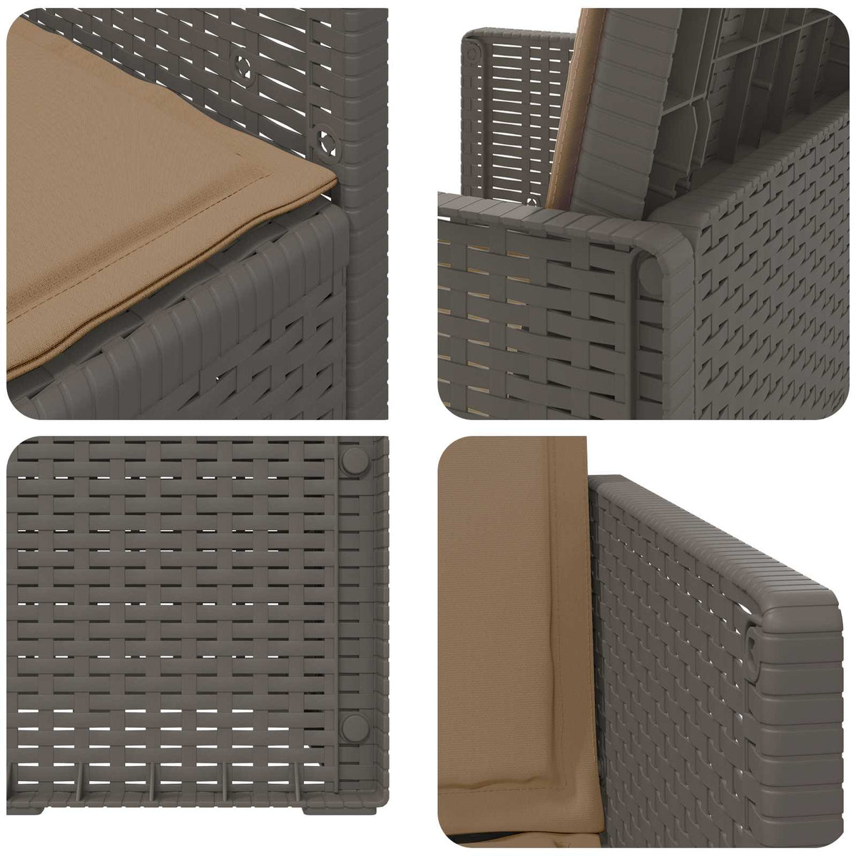 Vrtne stolice za blagovanje 2 pcs Svijetlosiva i taupe PP