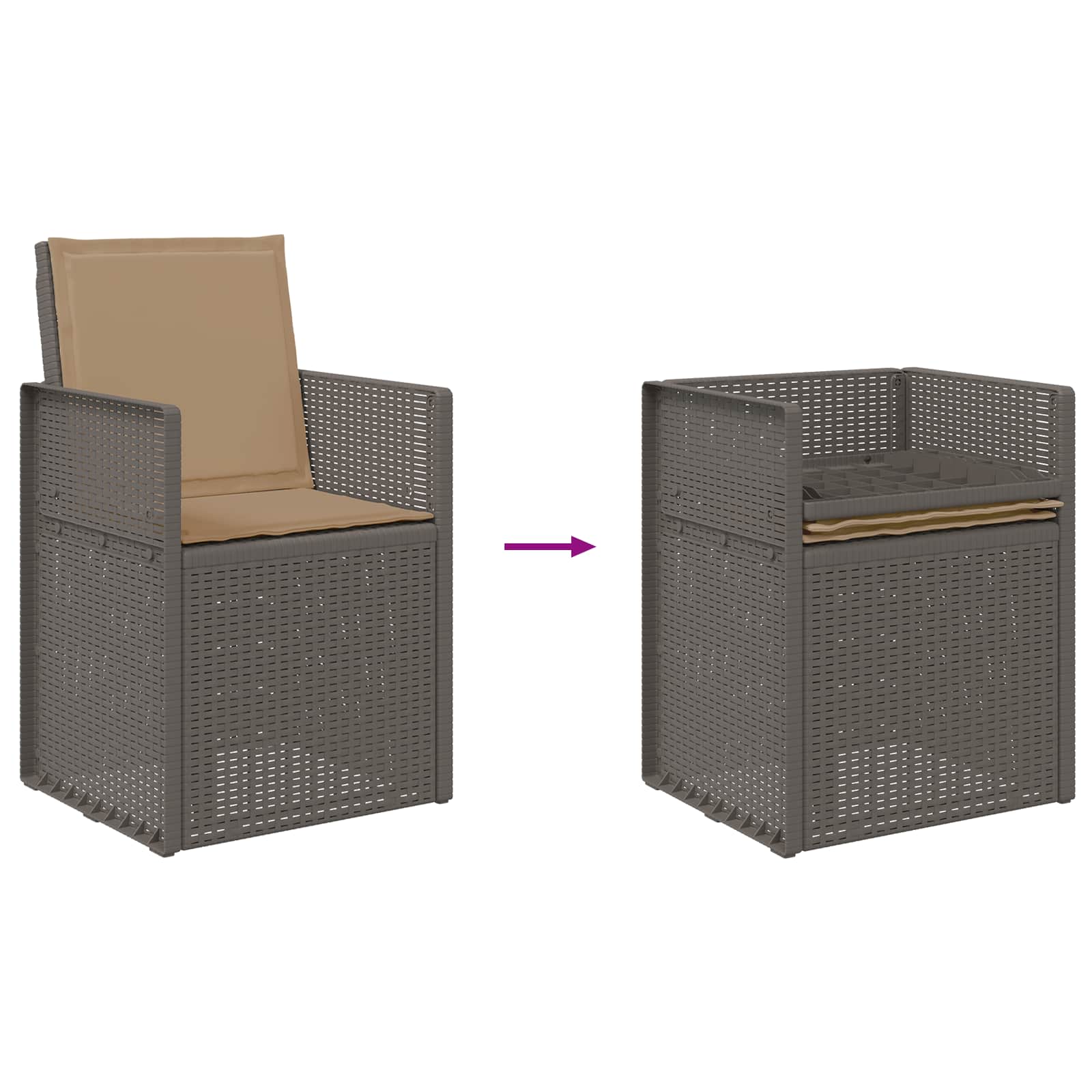Vrtne stolice za blagovanje 2 pcs Svijetlosiva i taupe PP