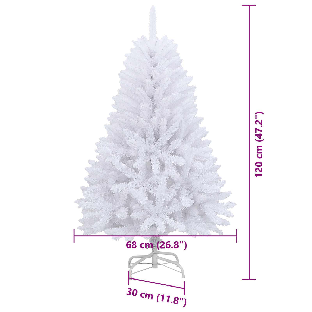 Umjetno božićno drvce s nogom Bijelo 120 cm PVC i čelik