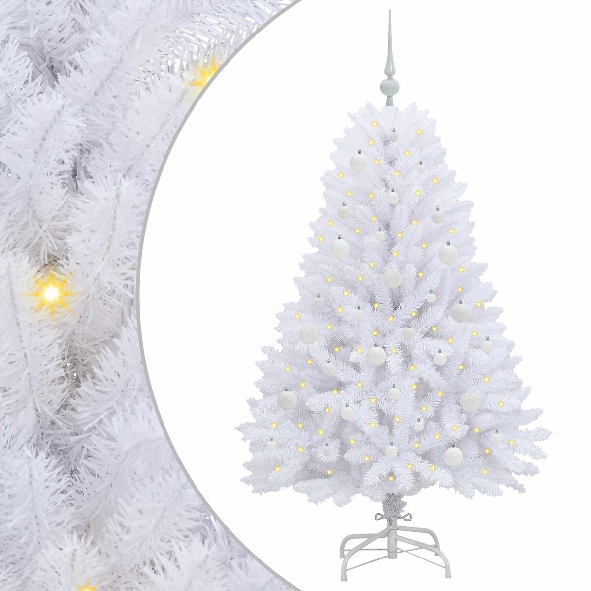 Umjetno božićno drvce s nogom Bijela 150 cm PVC i čelik