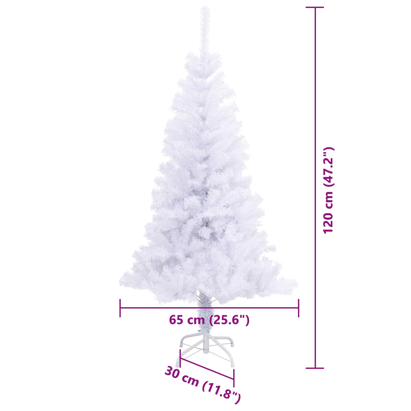Umjetno božićno drvce s stalakom Bijelo 120 cm PVC i čelik