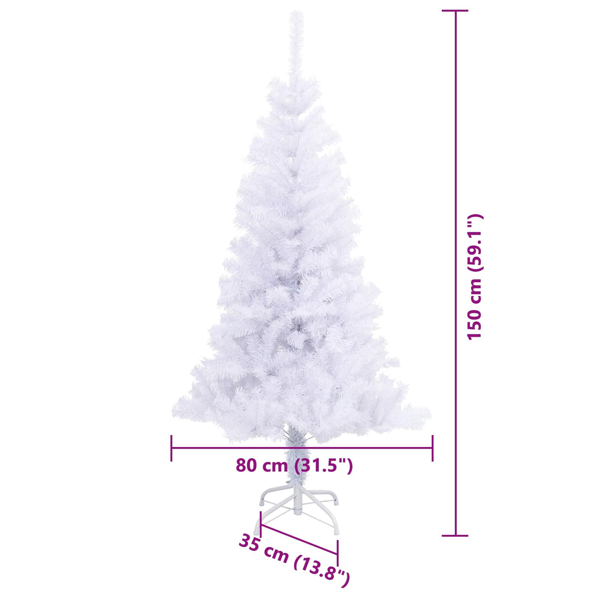 Umjetno božićno drvce s stalakom Bijelo 150 cm PVC i čelik