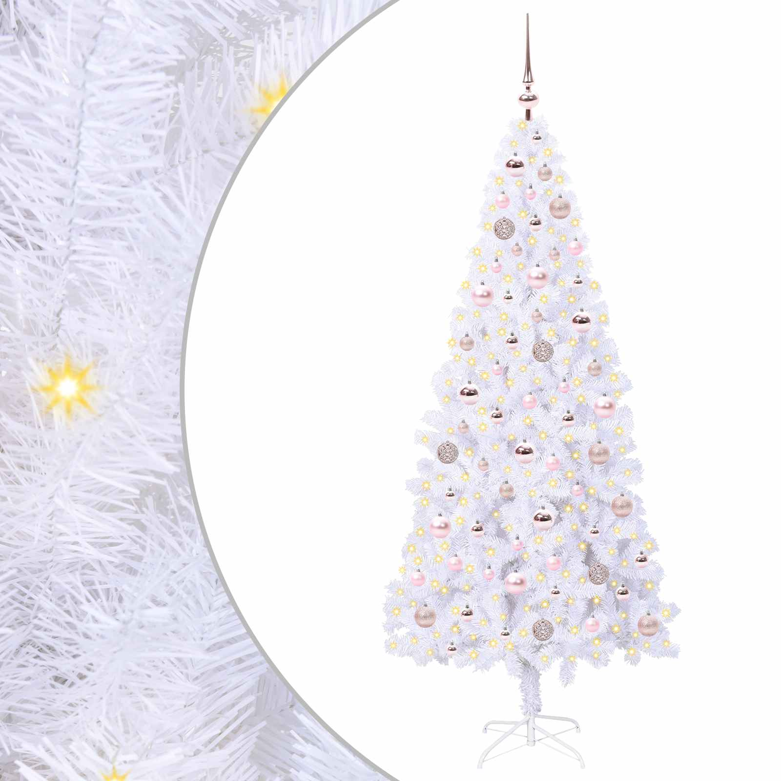 Umjetno božićno drvce s stalakom Bijelo 180 cm PVC i čelik