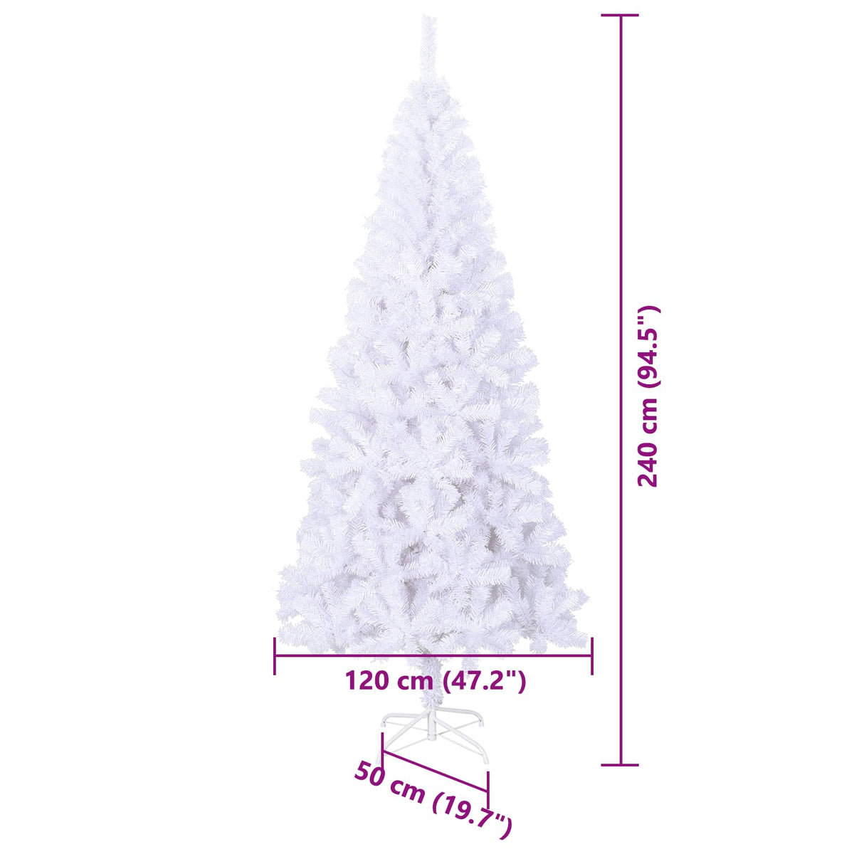 Umjetno božićno drvce s stalakom Bijelo 240 cm PVC i čelik