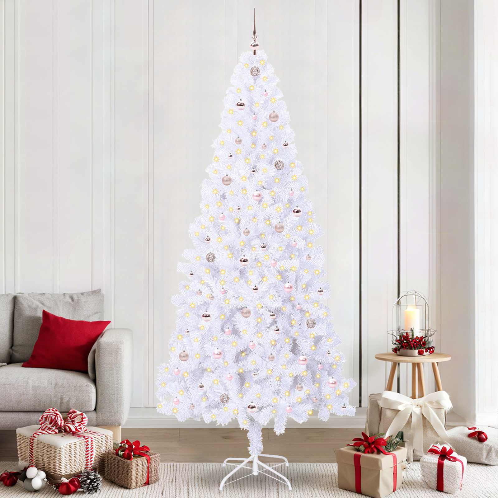 Umjetno božićno drvce s stalakom Bijelo 240 cm PVC i čelik