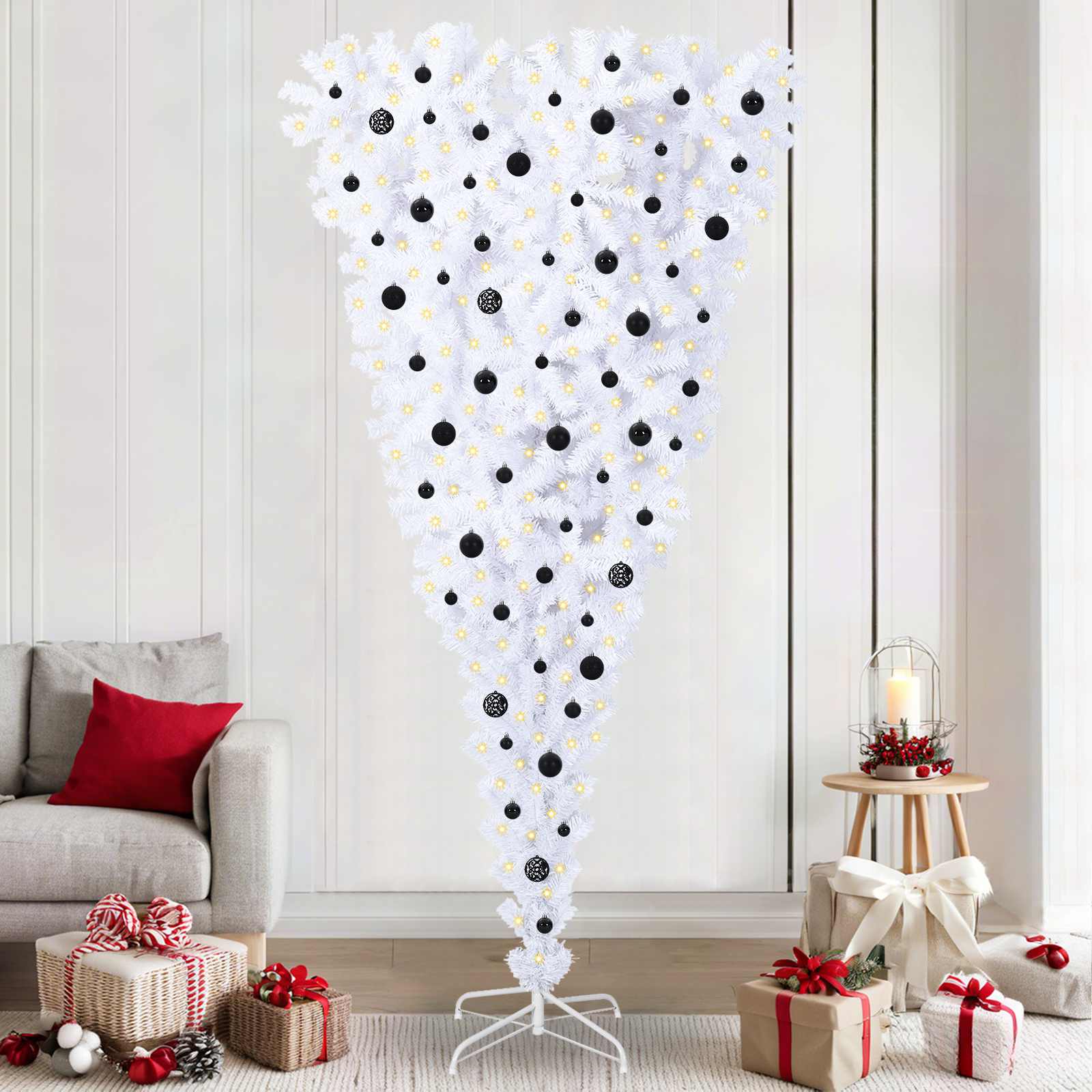Umjetno božićno drvce s stalakom Bijelo 240 cm PVC i Čelik