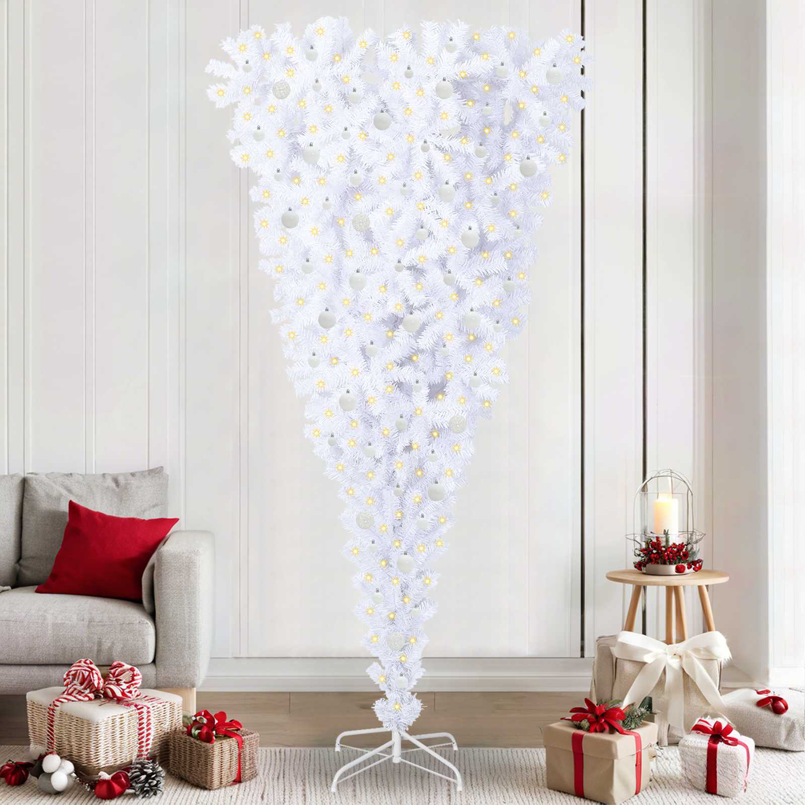 Umjetno božićno drvce s stalakom Bijelo 240 cm PVC i Čelik