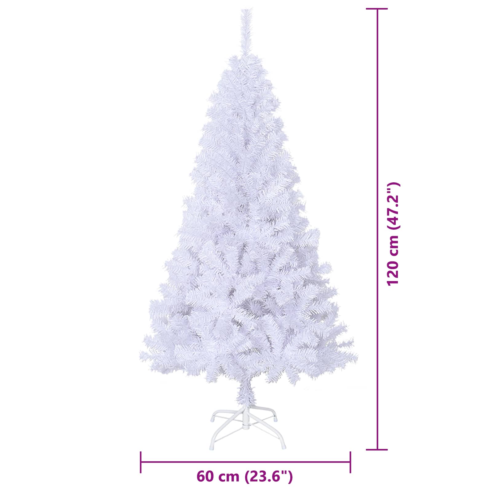Umjetno božićno drvce s stalakom Bijelo 120 cm PVC i čelik