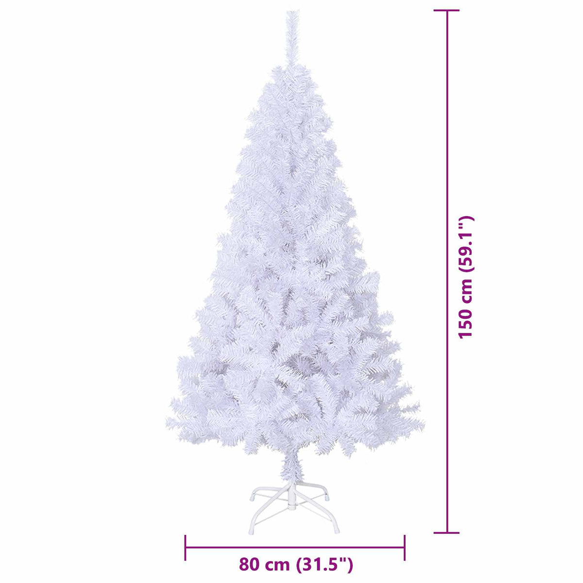 Umjetno božićno drvce Bijela 150 cm PVC i čelik