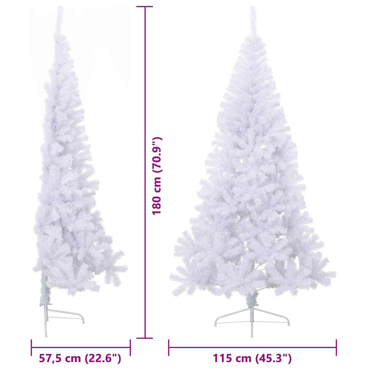 Umjetno božićno drvce s stalakom Bijelo 180 cm PVC i čelik