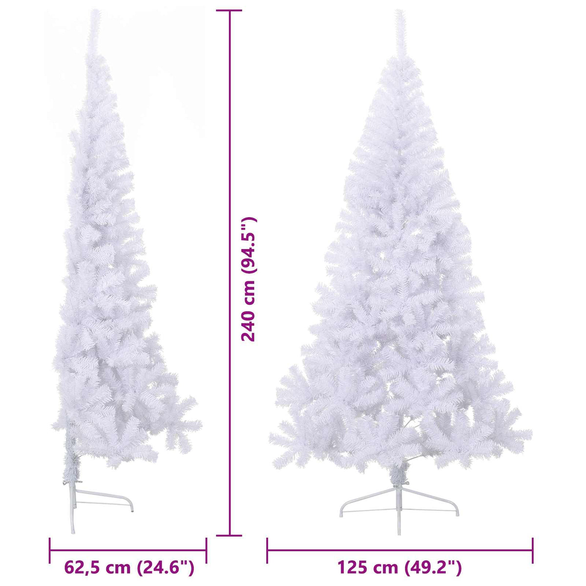 Umjetno božićno drvce Bijela 240 cm PVC i čelik