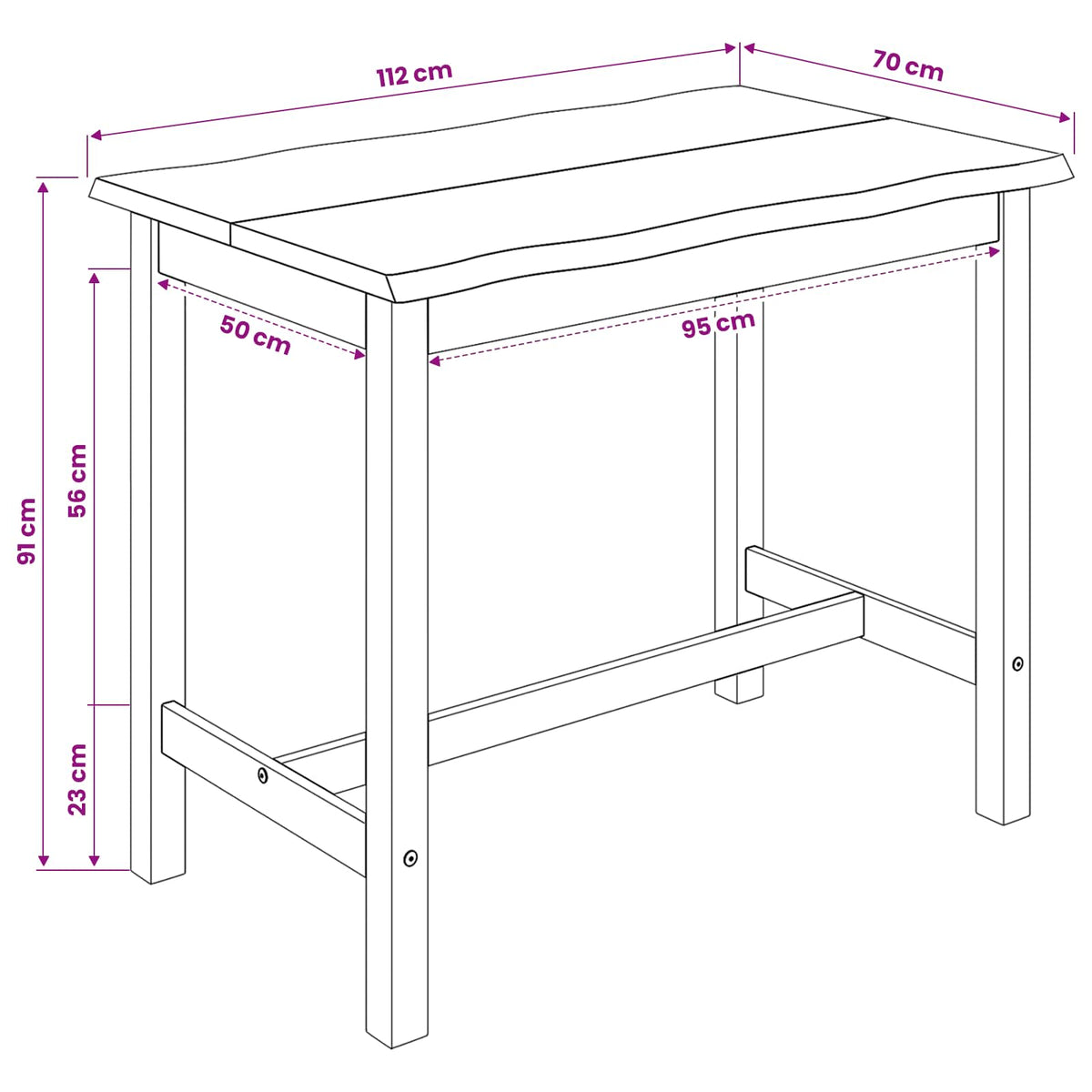 Visoki Bar Sto EKAI Crna 112 x 70 x 91 cm Masivna borovina
